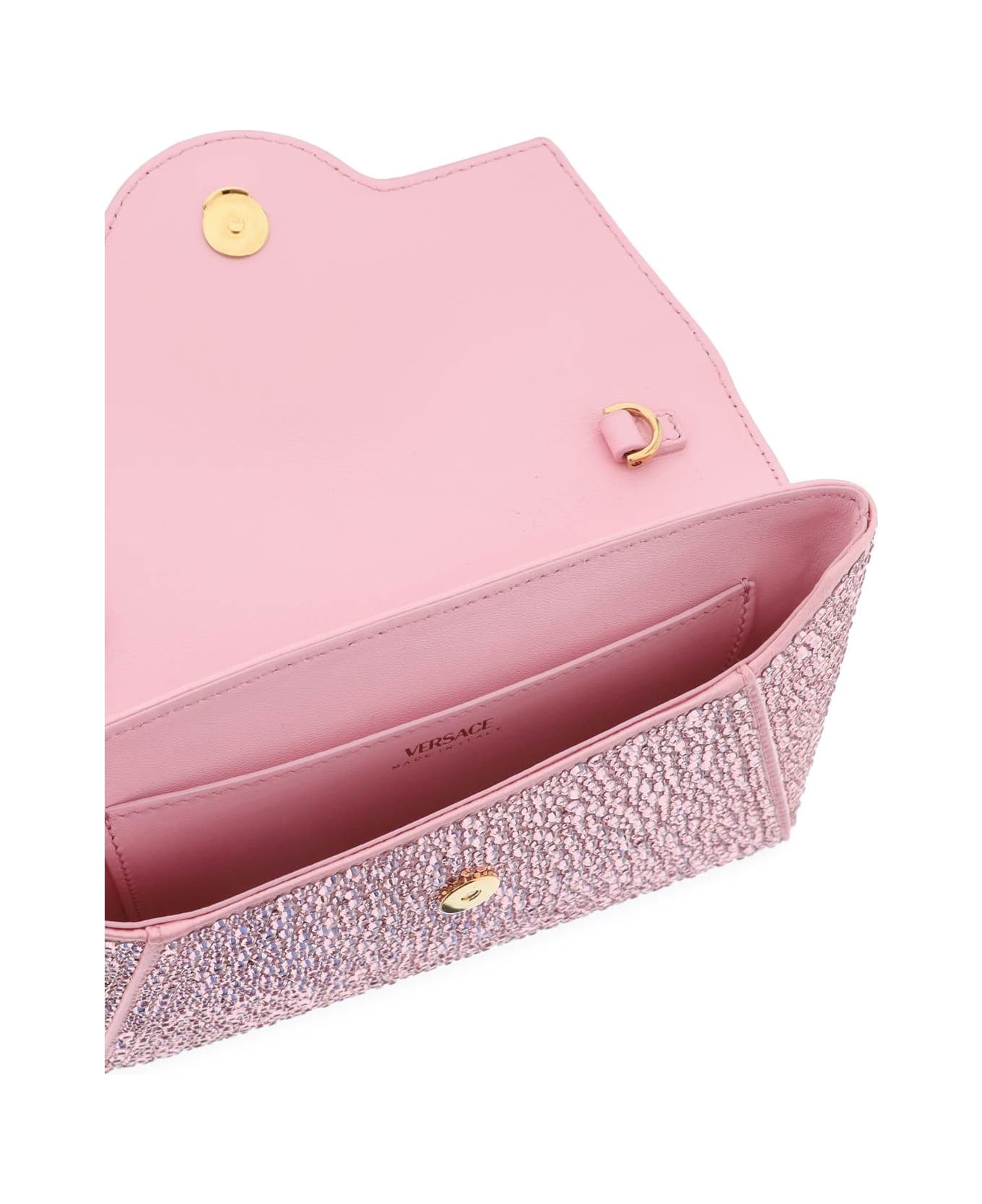 Versace La Medusa Envelope Clutch With Crystals - PALE PINK VERSACE GOLD (Pink)