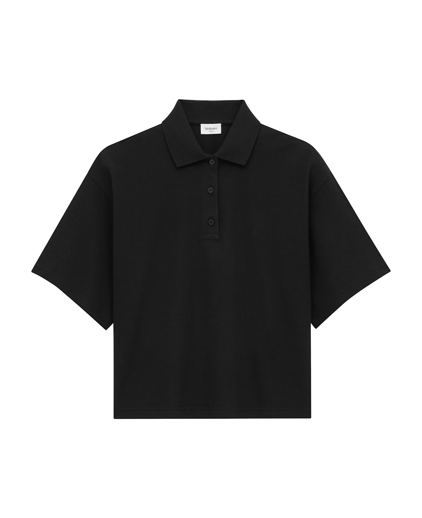 Saint Laurent Cotton Blend Polo Shirt - Black