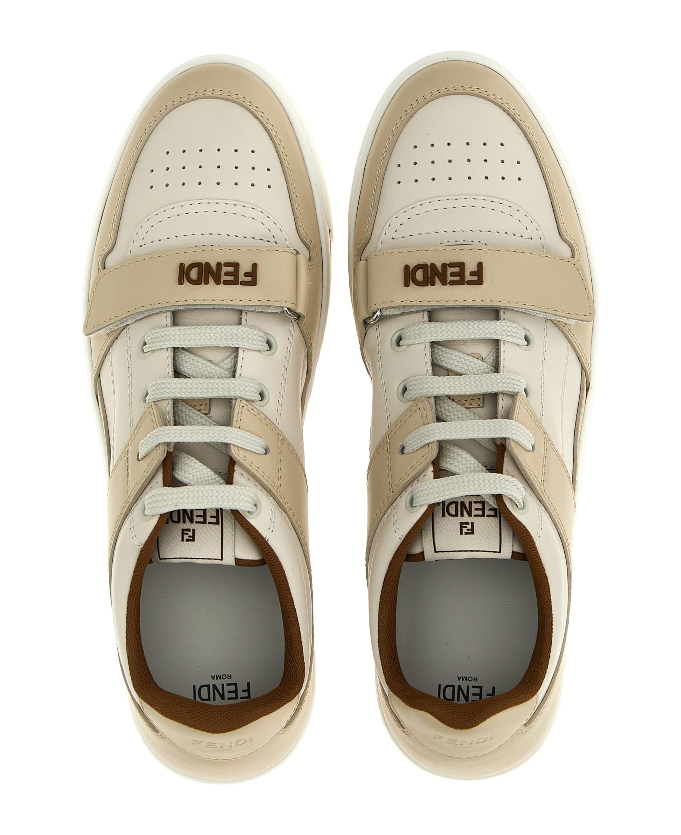 Fendi Leather Sneakers - Beige