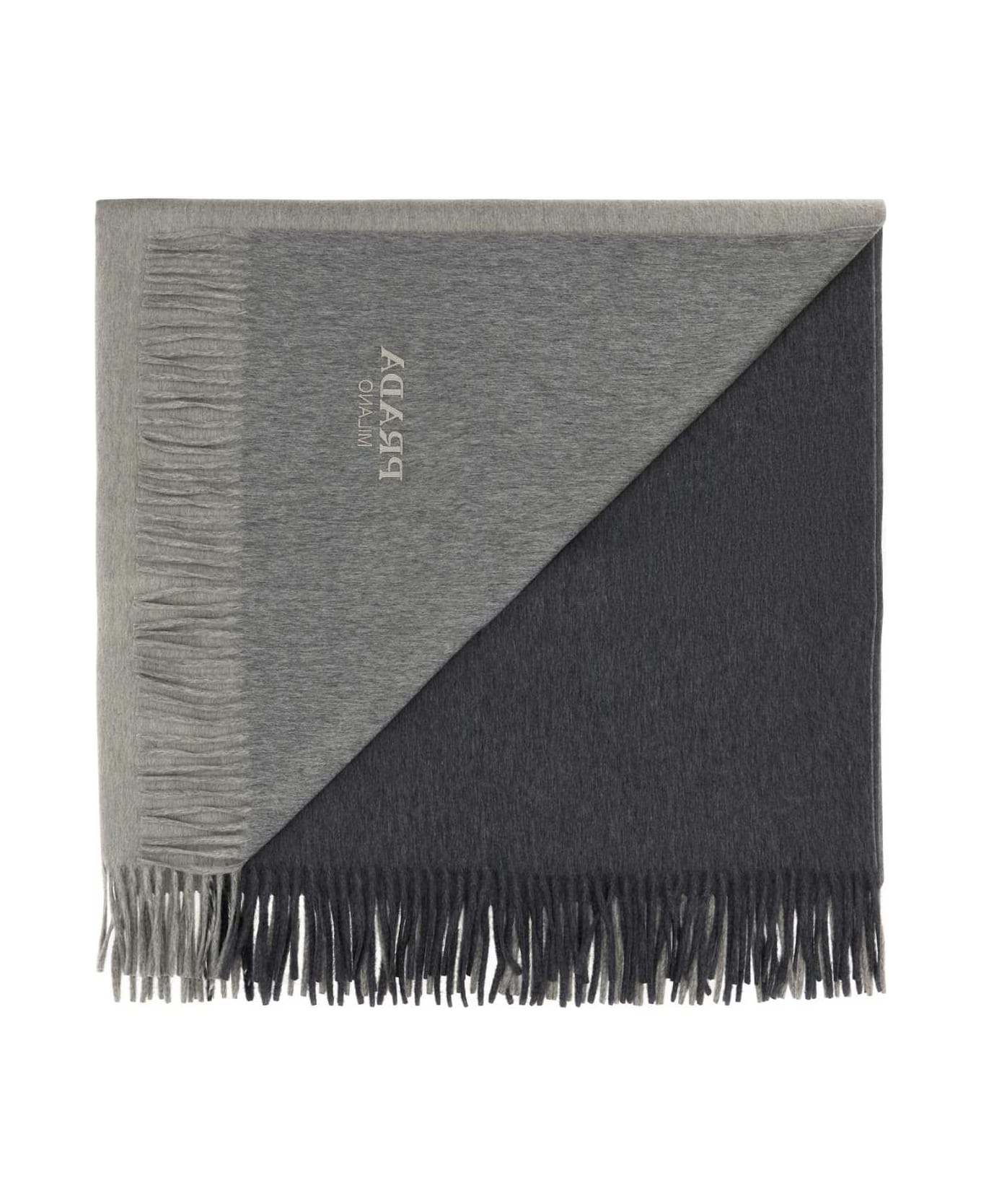 Prada Two-tone Cashmere Blend Blanket - GRIGIO+NUBE