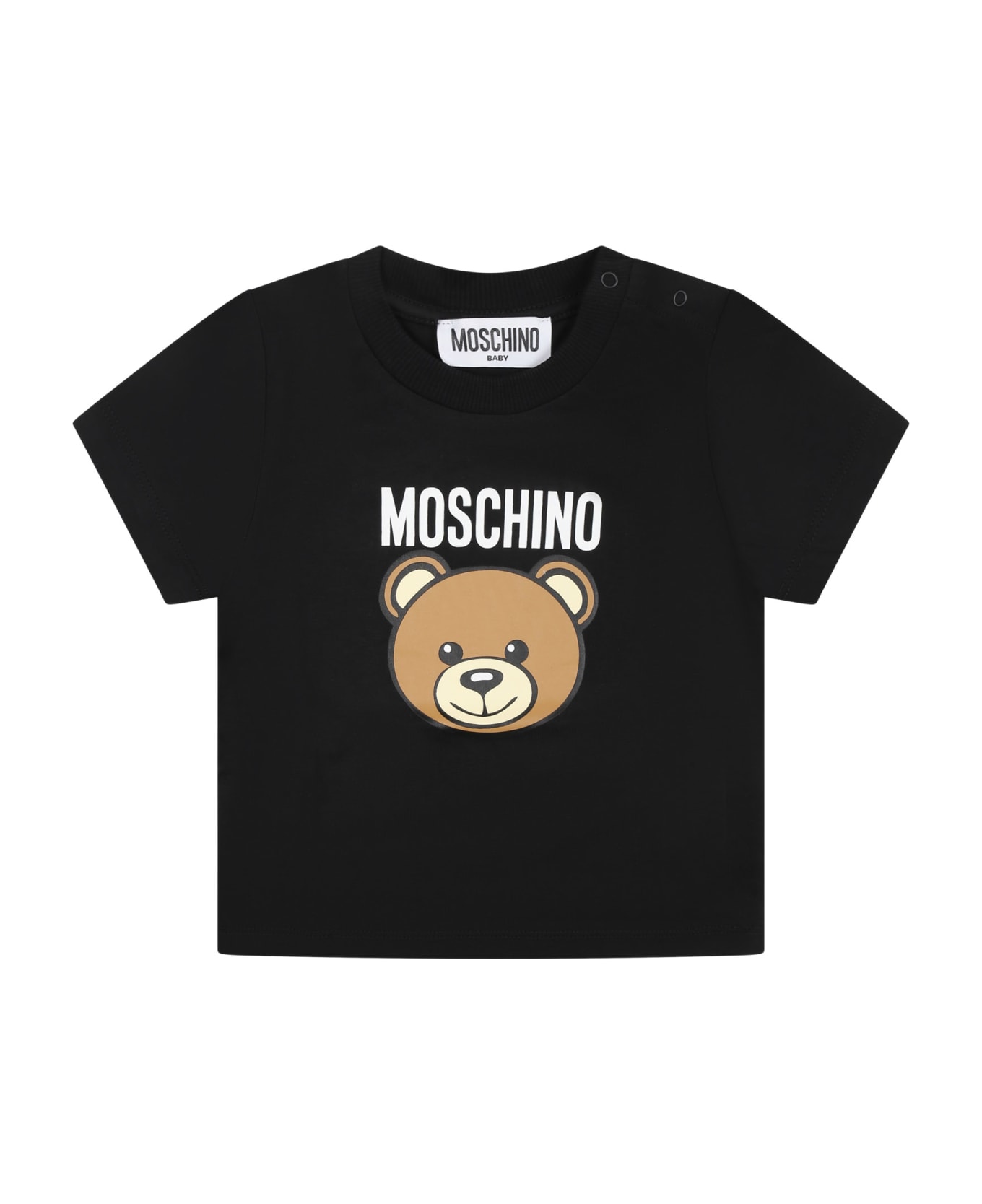 Moschino Black T-shirt For Baby Kids With Teddy Bear - Black Tシャツ＆ポロシャツ
