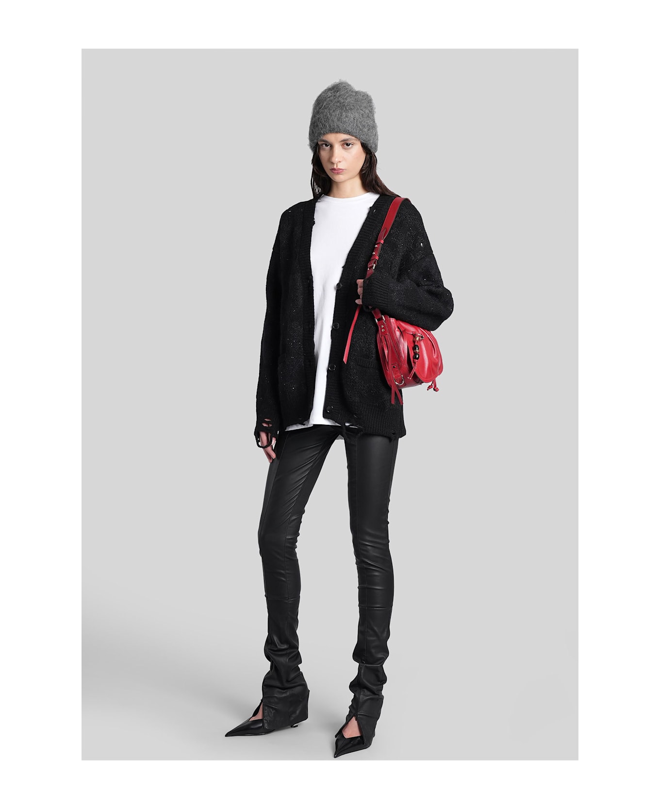 Laneus Cardigan In Black Wool - black