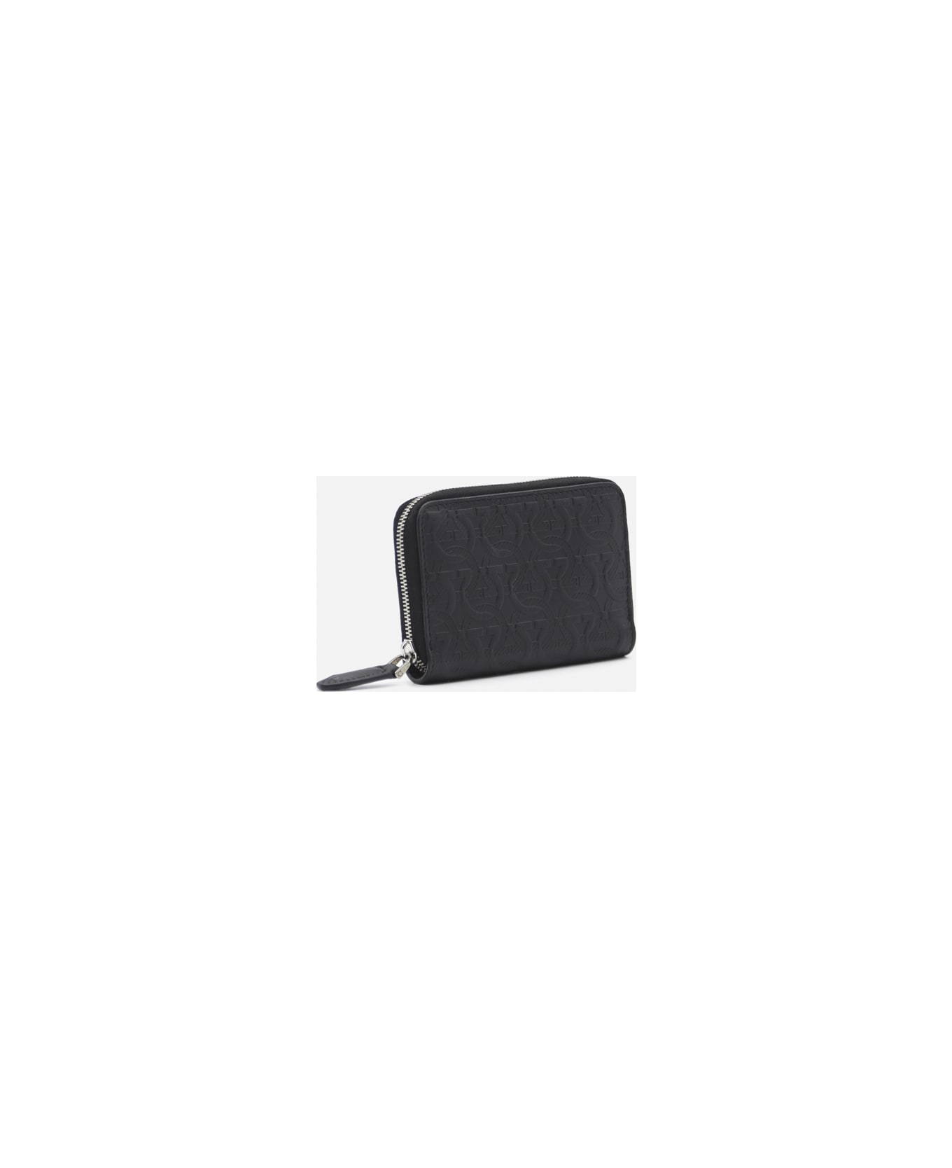 Ferragamo Leather Wallet With Gancini Pattern - Black 財布