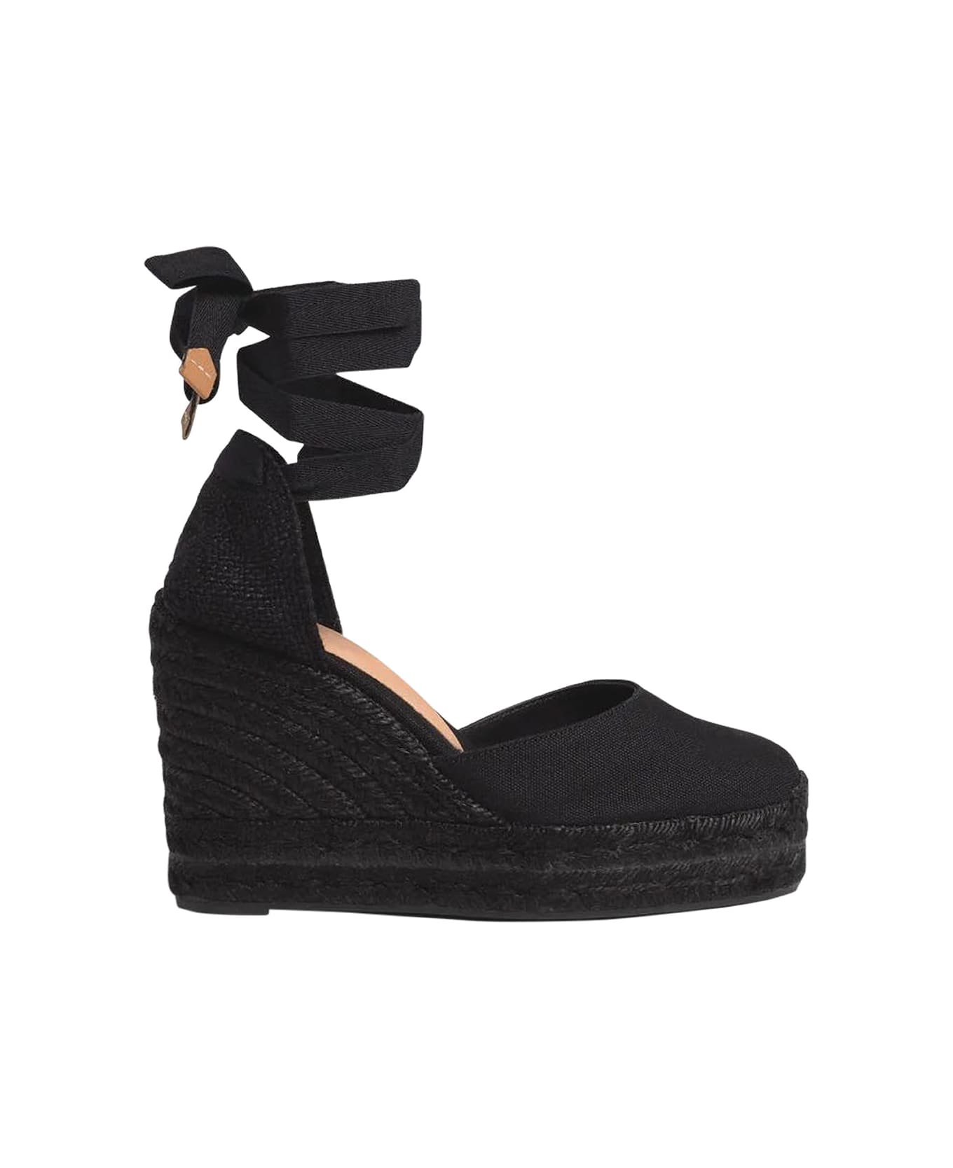 Castañer Black Carina Espadrille Sandals With Wedge Heel In Cotton Woman - Black