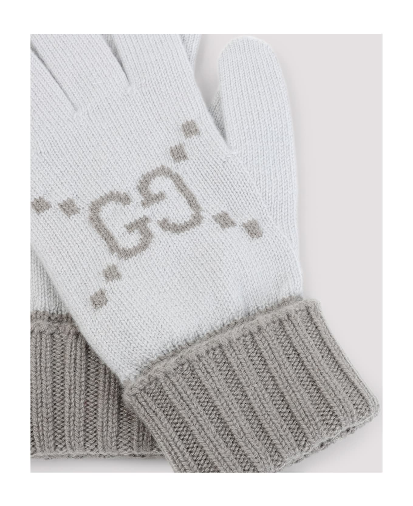 Gucci Gg Knit Gloves - Light Grey