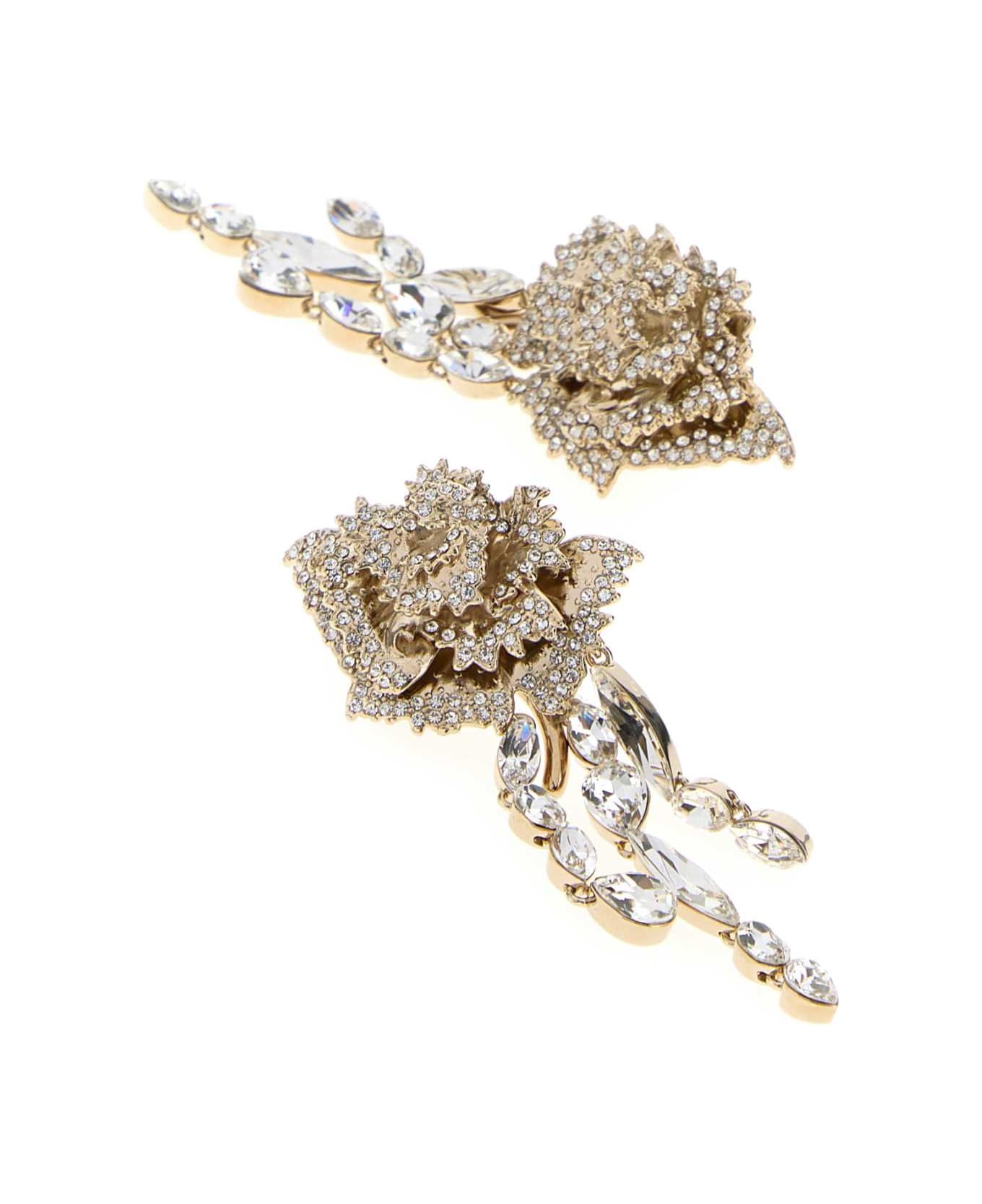 Alexander McQueen Embellished Metal Garofano Earrings - 0953+CRYSTALSTRASS