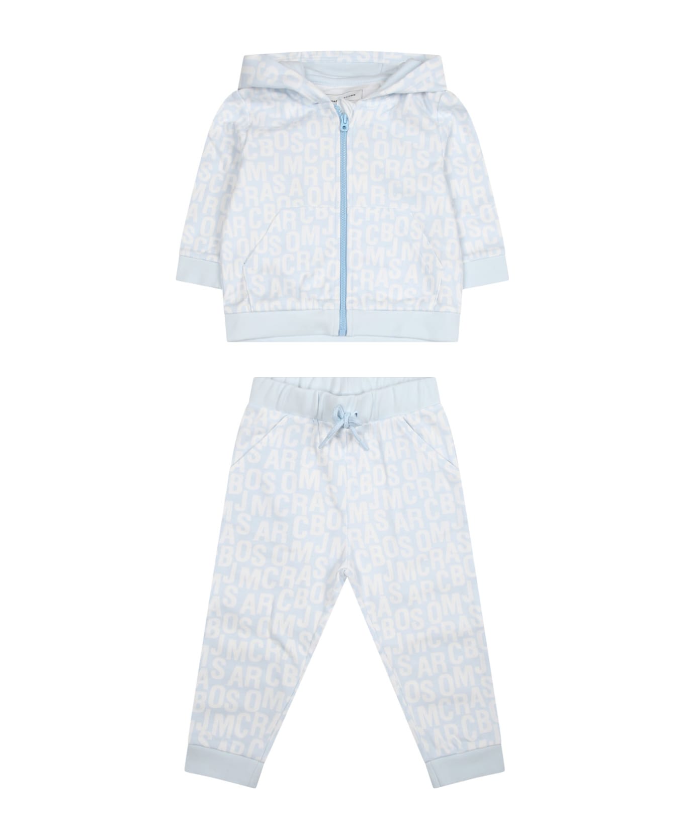 Little Marc Jacobs Light Blue Suit For Baby Boy With Logo - Light Blue