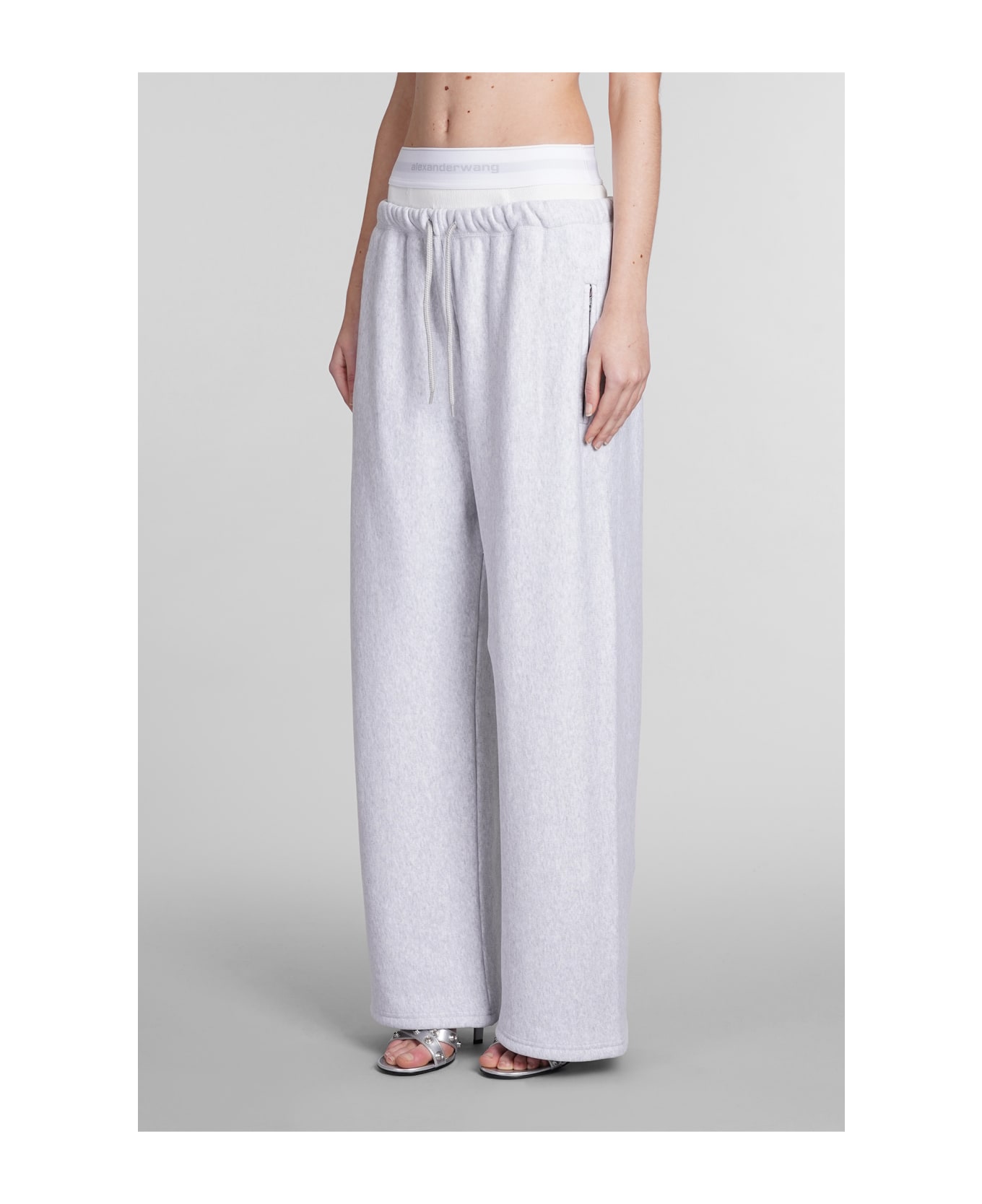 T by Alexander Wang Logo Wide Leg Pants - GREY