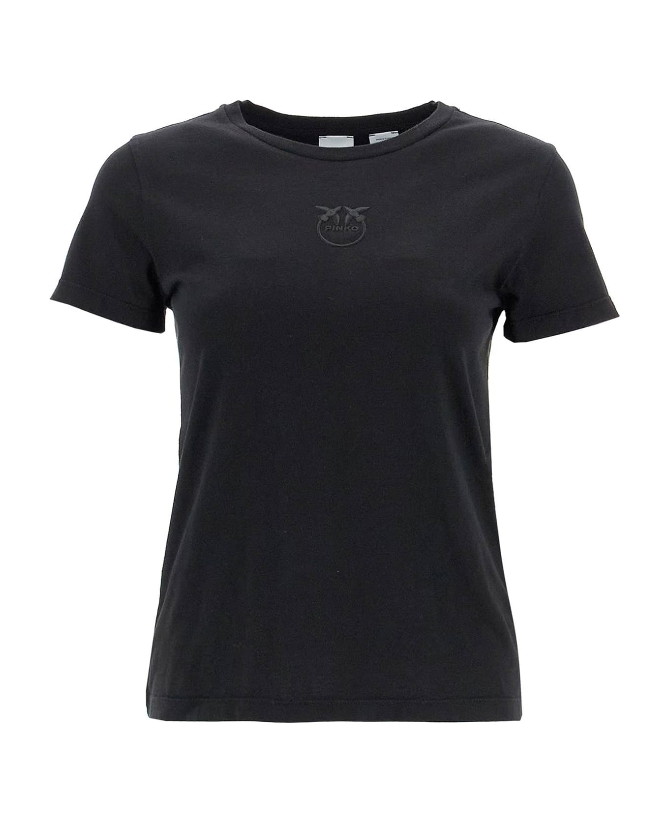 Pinko Short-sleeved T-shirt With Embroidery - NERO LIMOUSINE (Black)