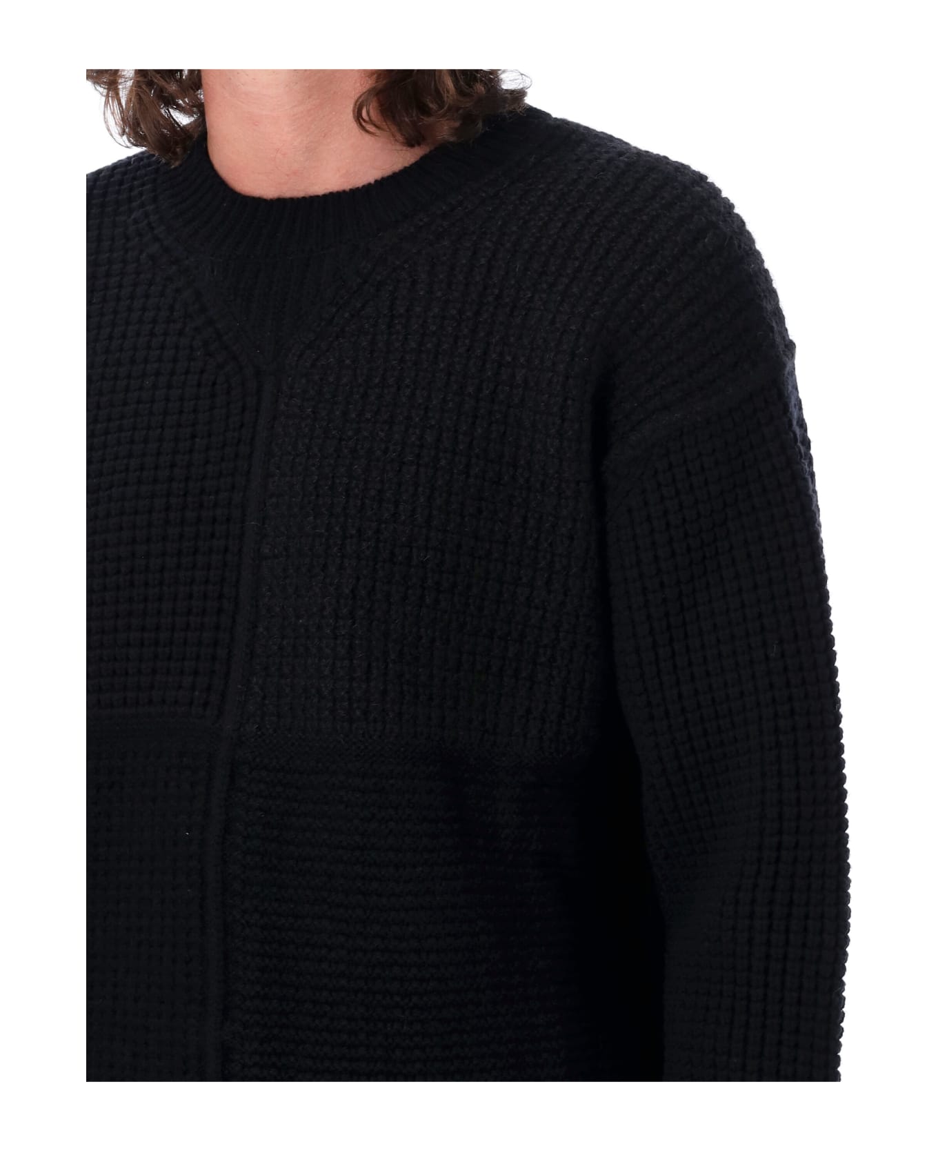 Comme des Garçons Homme Crewneck Wool Patchwork Sweater - BLACK ニットウェア