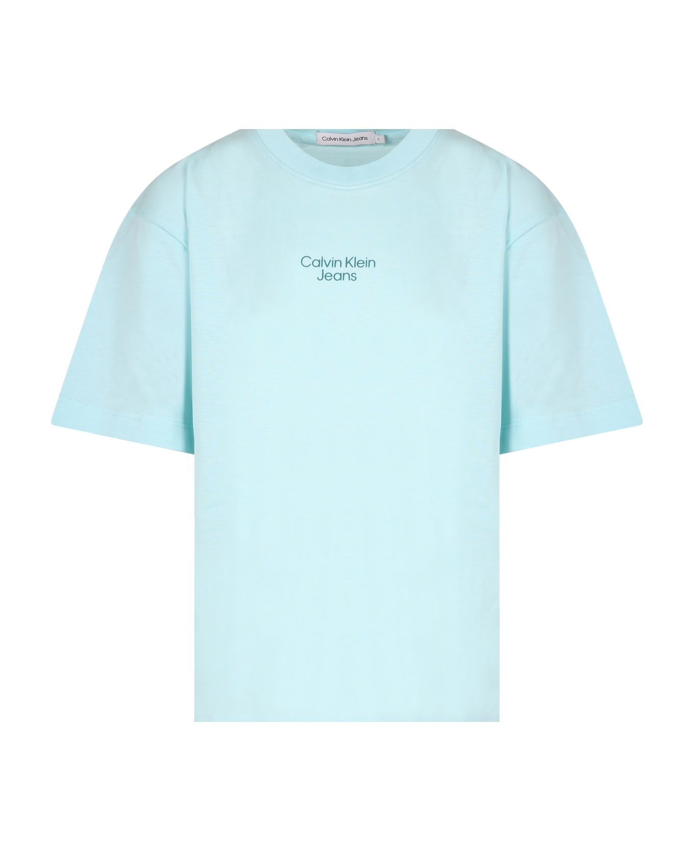 Calvin Klein Light Blue T-shirt For Boy With Logo - Light Blue