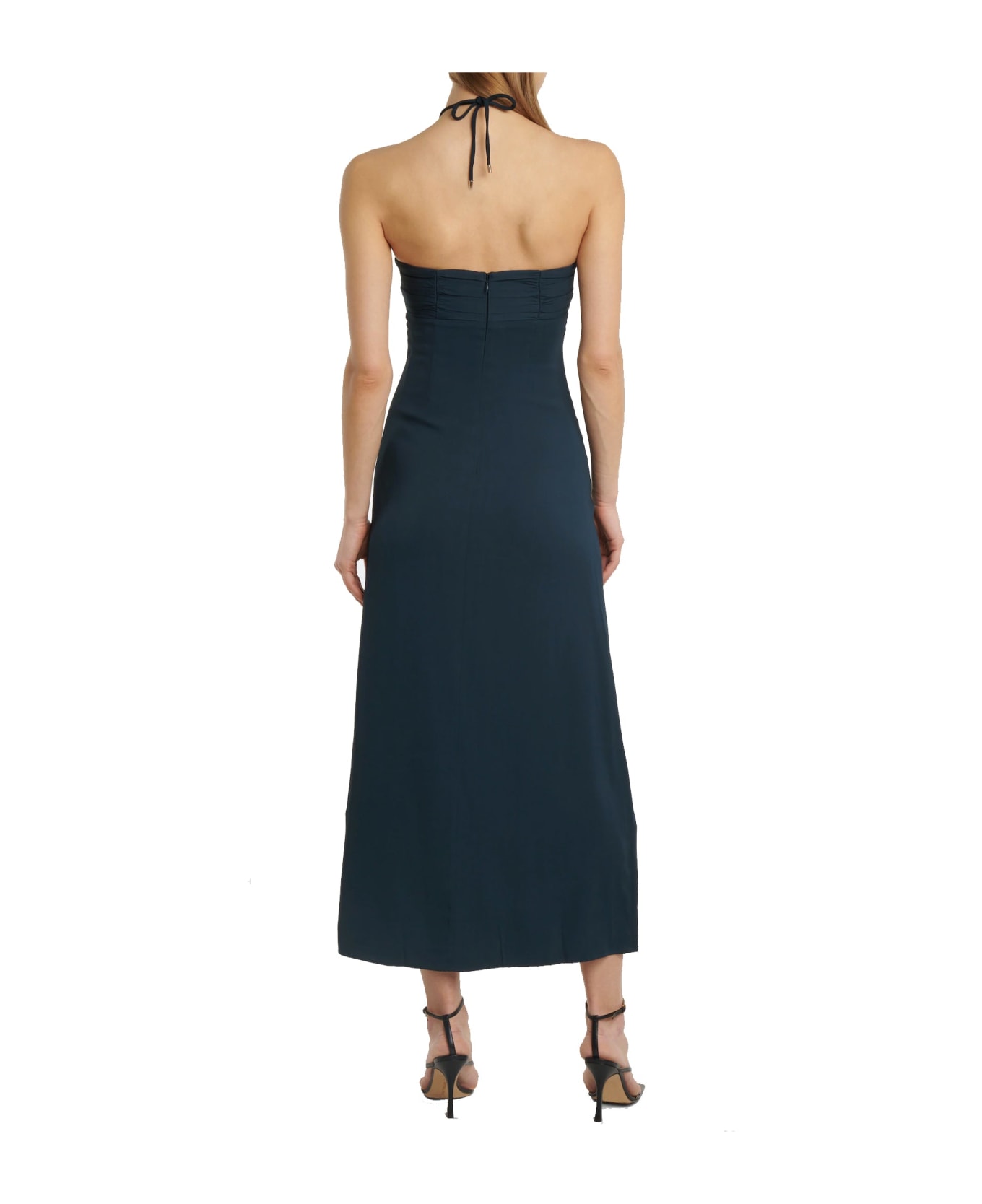 self-portrait Cut-out Ruched Maxi Dress - Gray