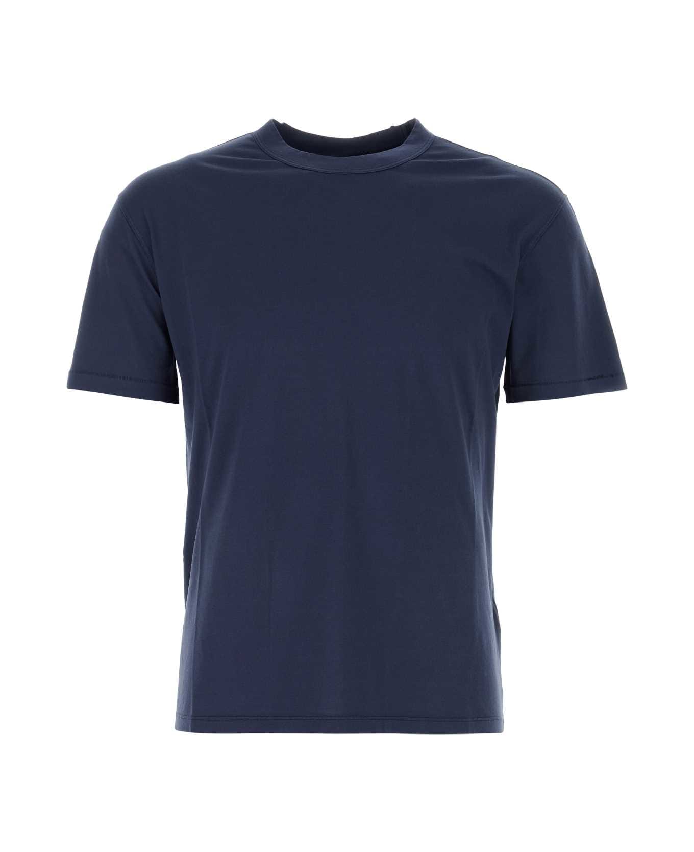 Ten C Navy Blue Cotton T-shirt - BLUNOTTE シャツ