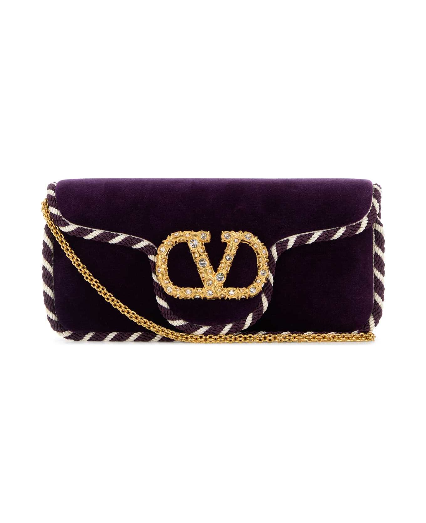 Valentino Garavani Purple Velvet Locã² Clutch - PANSE
BURROPANSE
CRYSTAL