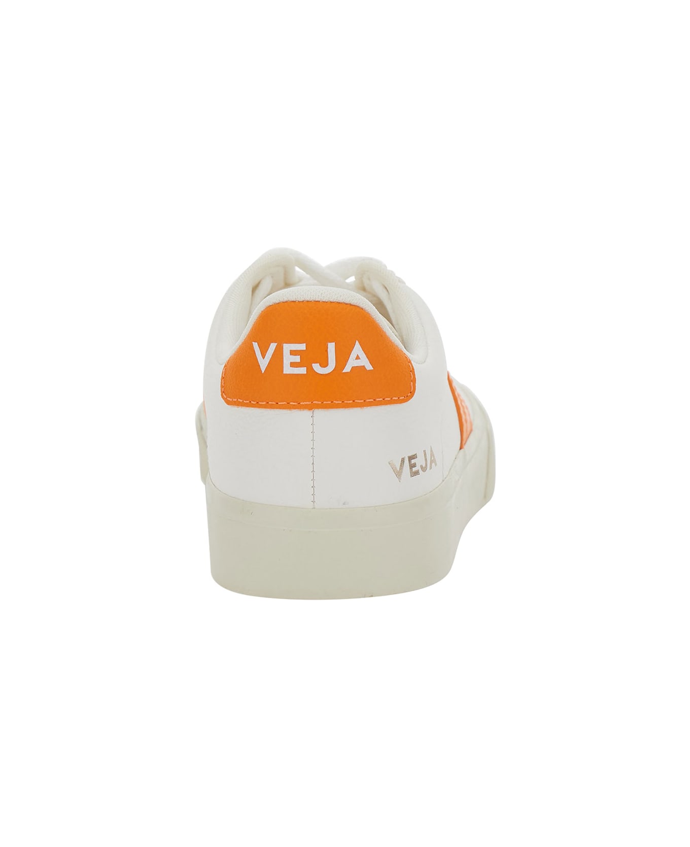 Veja 'campo' White Low Top Sneakers With Contrasting Logo In Leather Woman - White