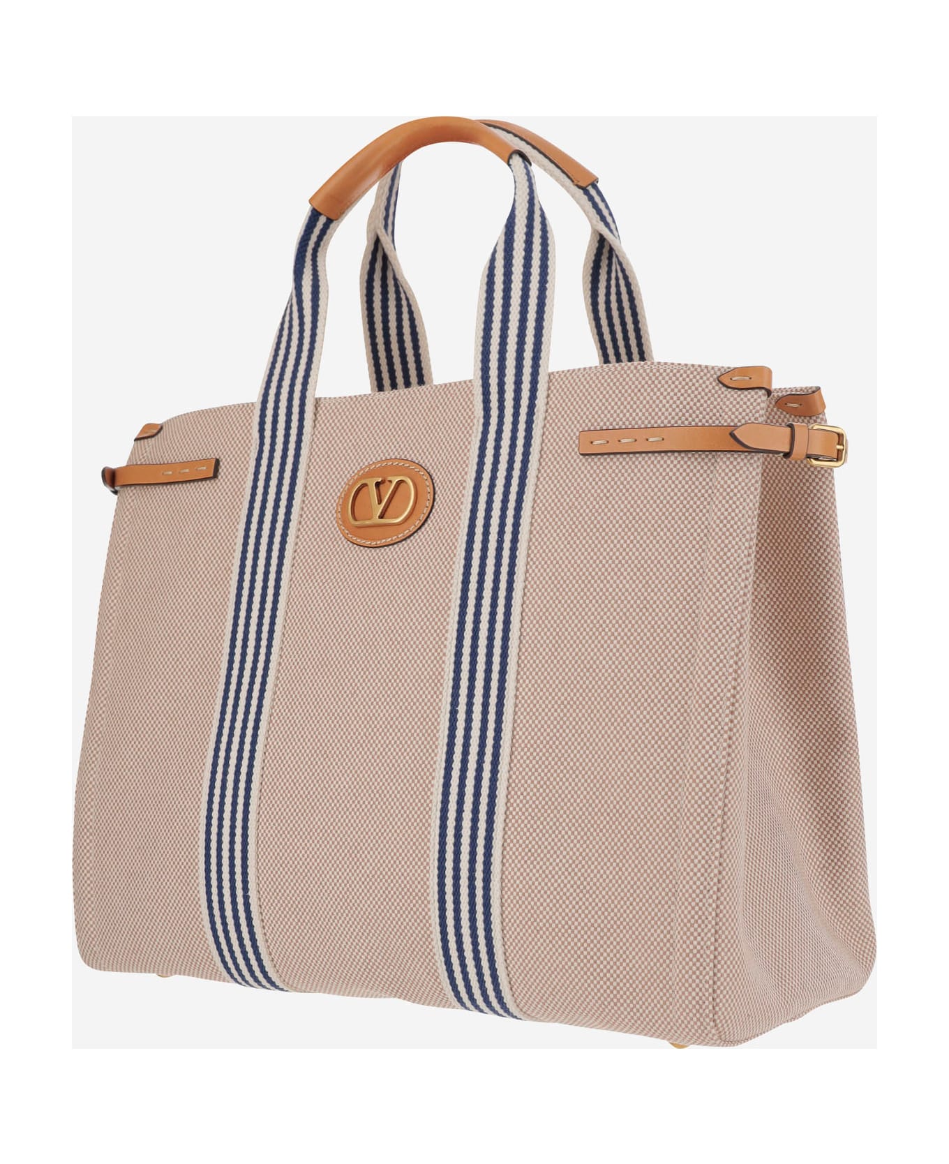 Valentino Garavani Cotton Tote Bag - Naturale/tobacco/bianco/blue/natural Cam