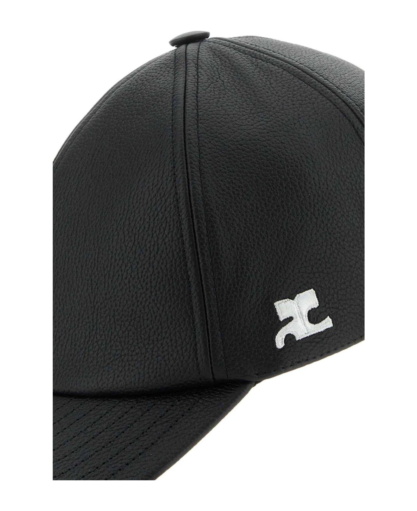 Courrèges Logo Embroidered Baseball Cap - BLACK