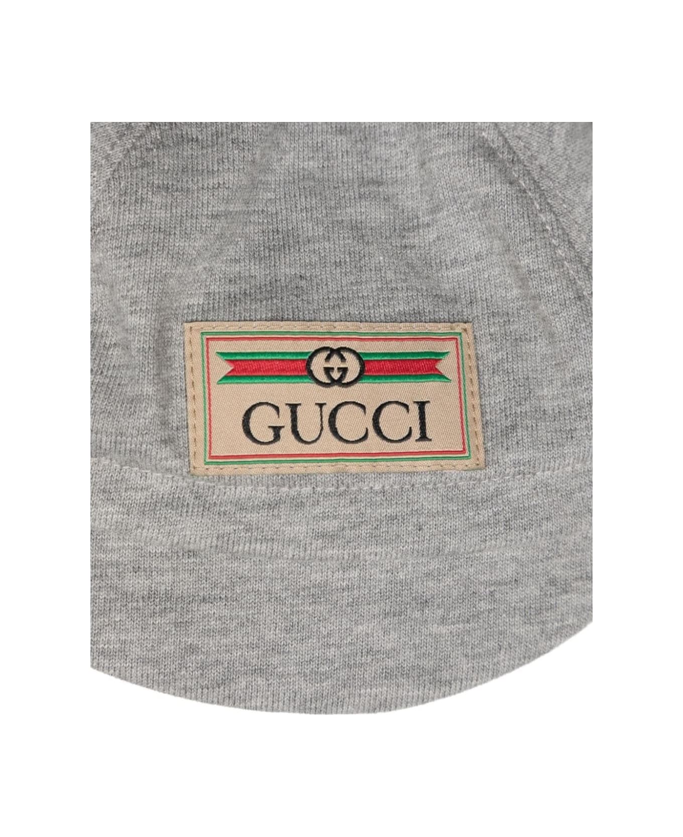 Gucci Grey Jumpsuit And Hat Set In Cotton Baby - Grey