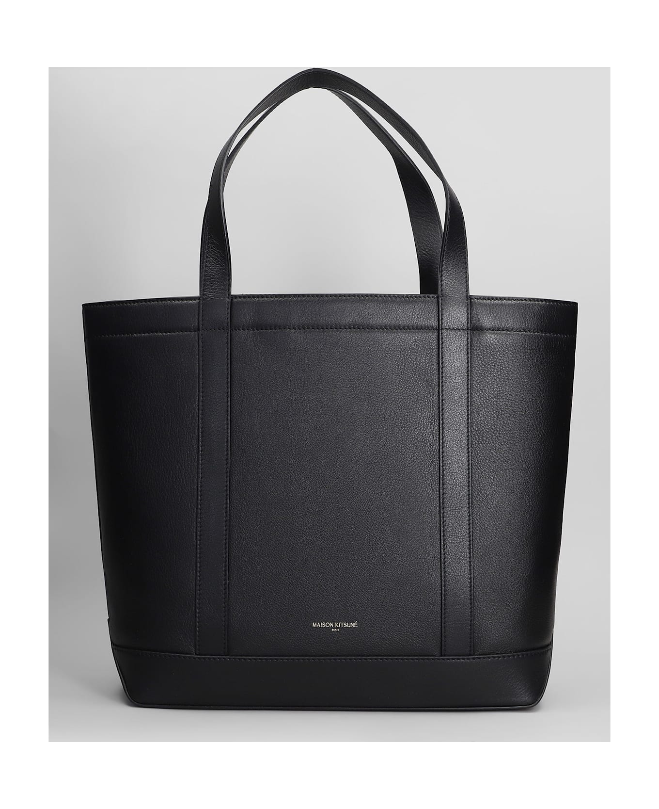 Maison Kitsuné Tote In Black Leather - black