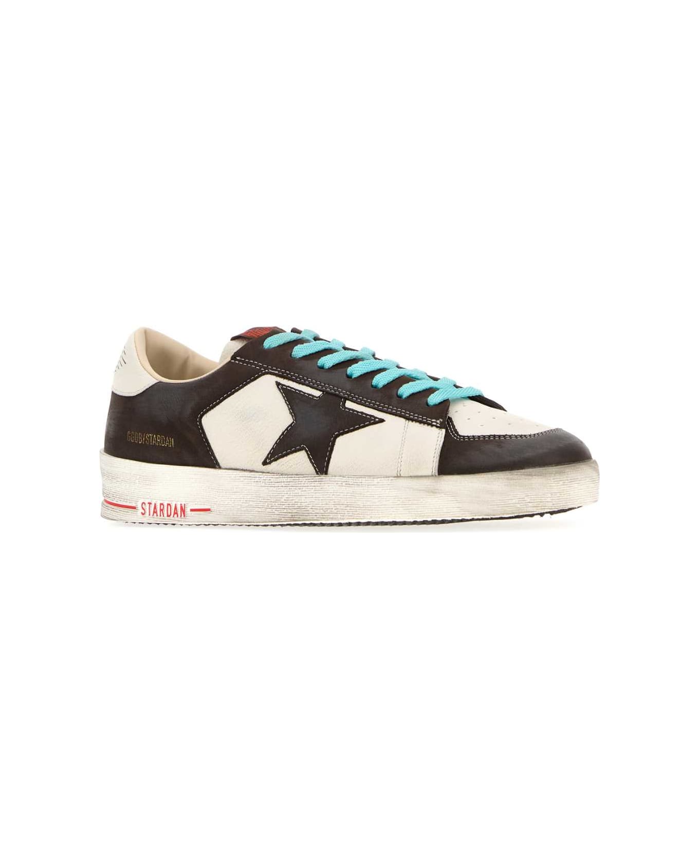 Golden Goose Two-tone Leather Stardan Sneakers - WHITEBROWN