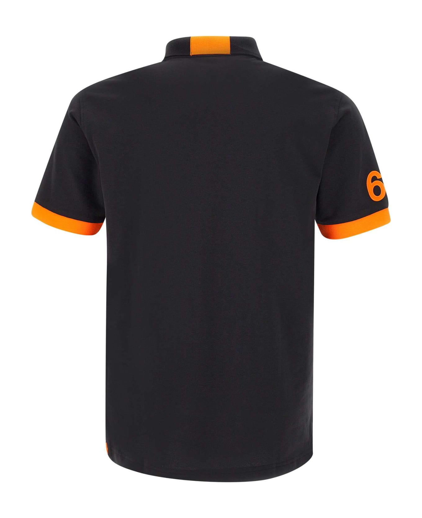 Sun 68 "fluo Logo" Cotton Polo Shirt - BLACK