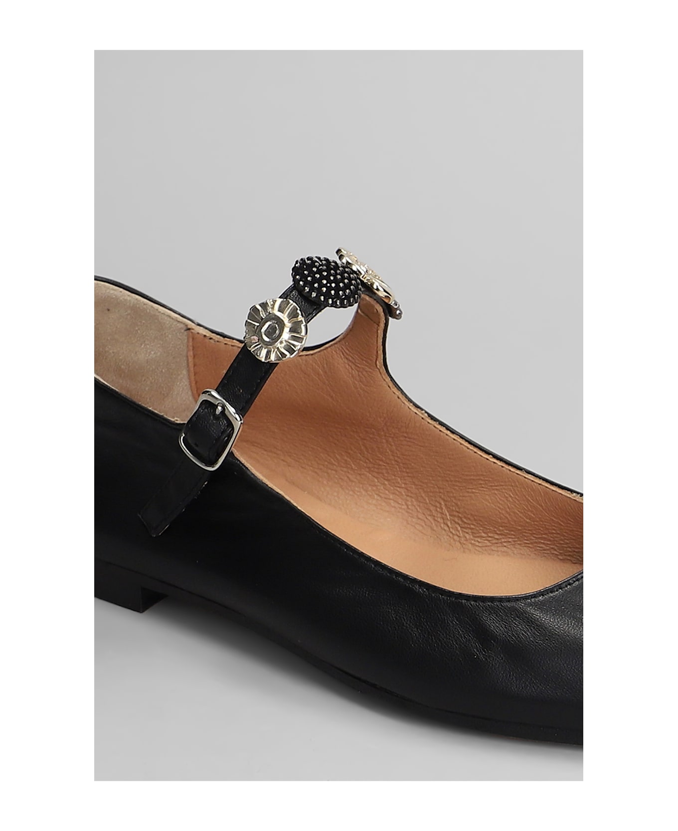 Anniel Ballet Flats In Black Leather - black