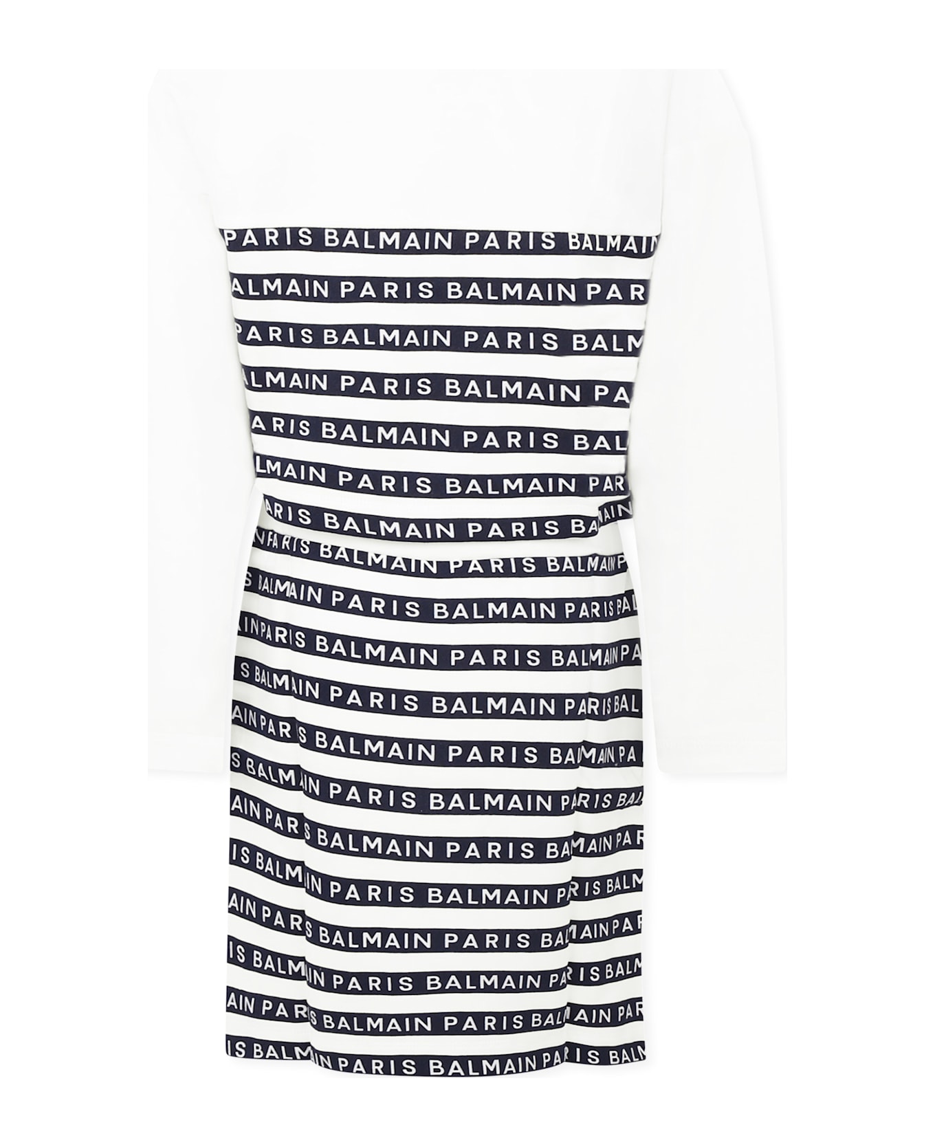 Balmain White Suit For Girl With Logo - White