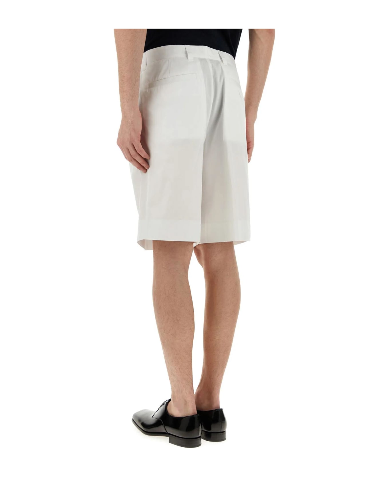 Prada White Cotton Bermuda Shorts - BIANCO