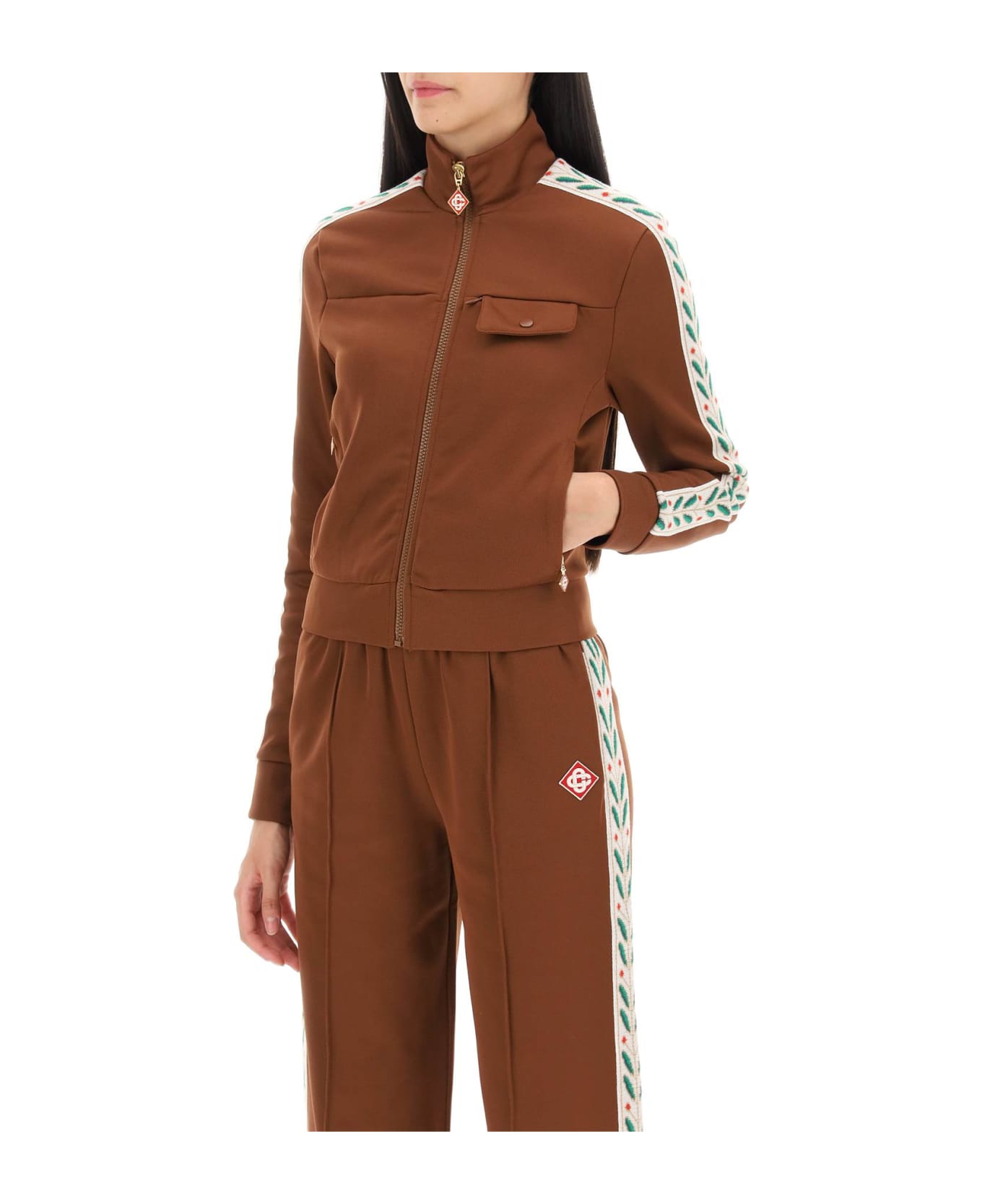 Casablanca Laurel Zip-up Sweatshirt - BROWN (Brown)