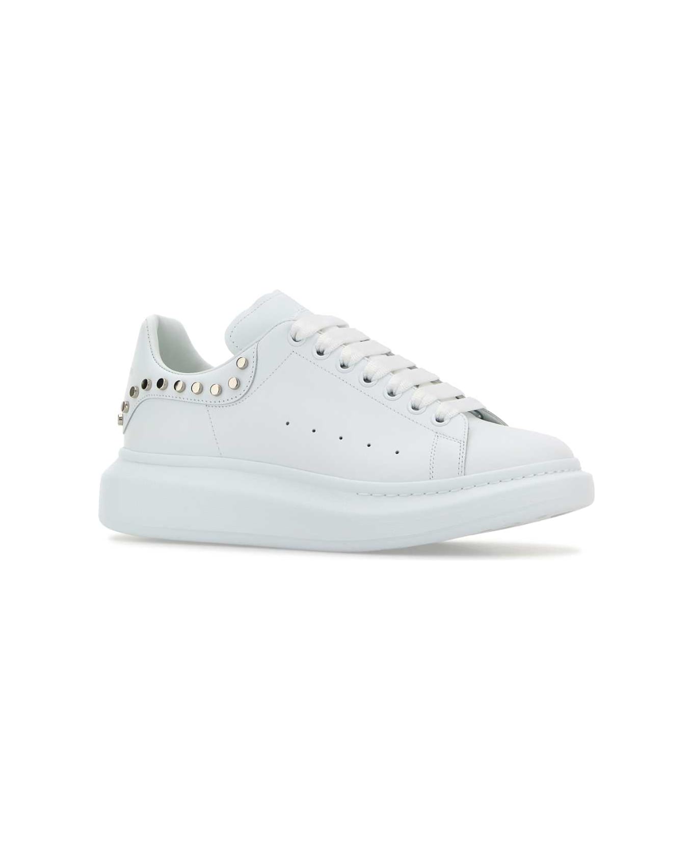 Alexander McQueen White Leather Sneakers With White Leather Heel - WHITE
