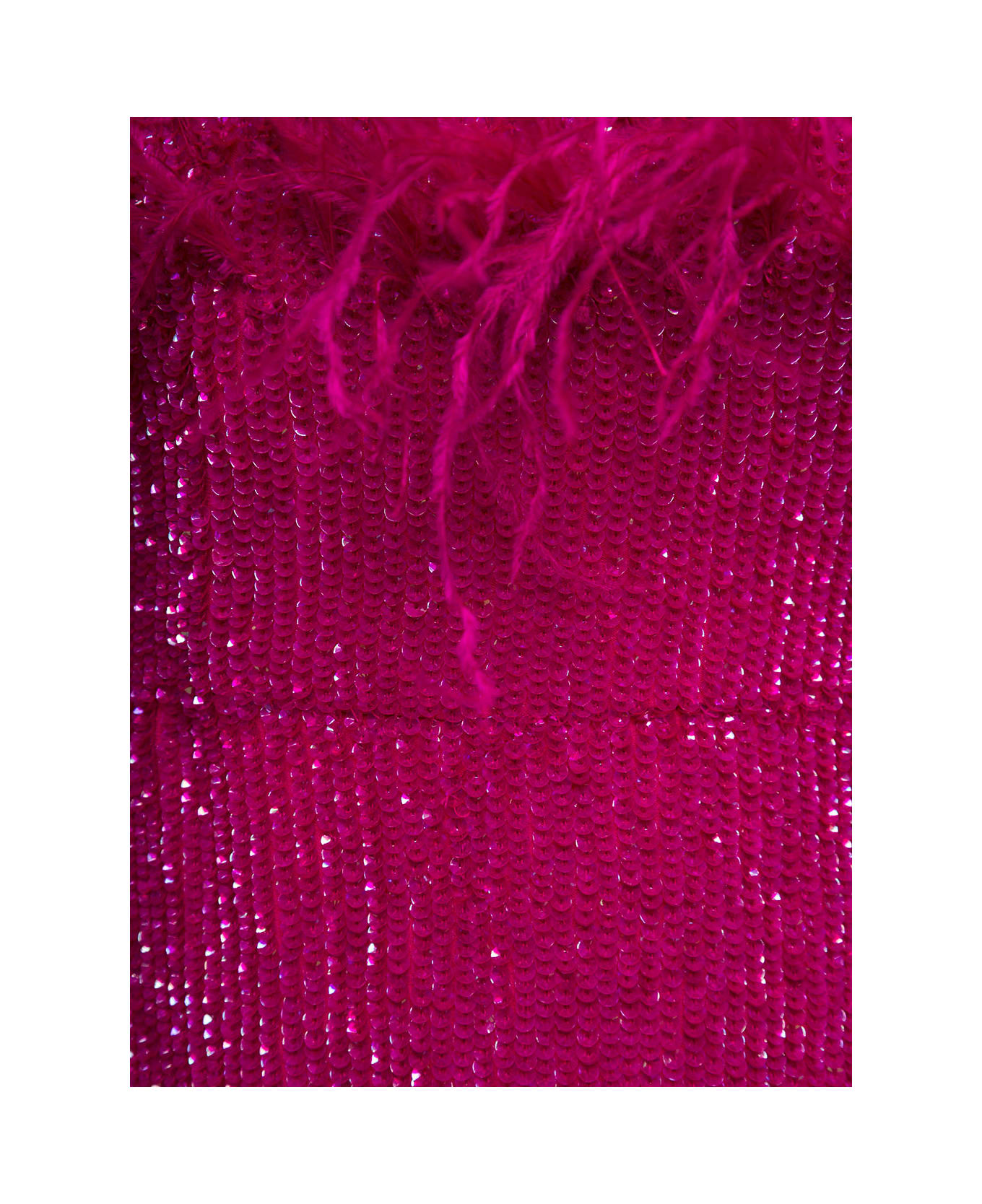 retrofete Pink Sequin Emebllished Mini-dress With Feathers In Viscose Woman - Fuxia