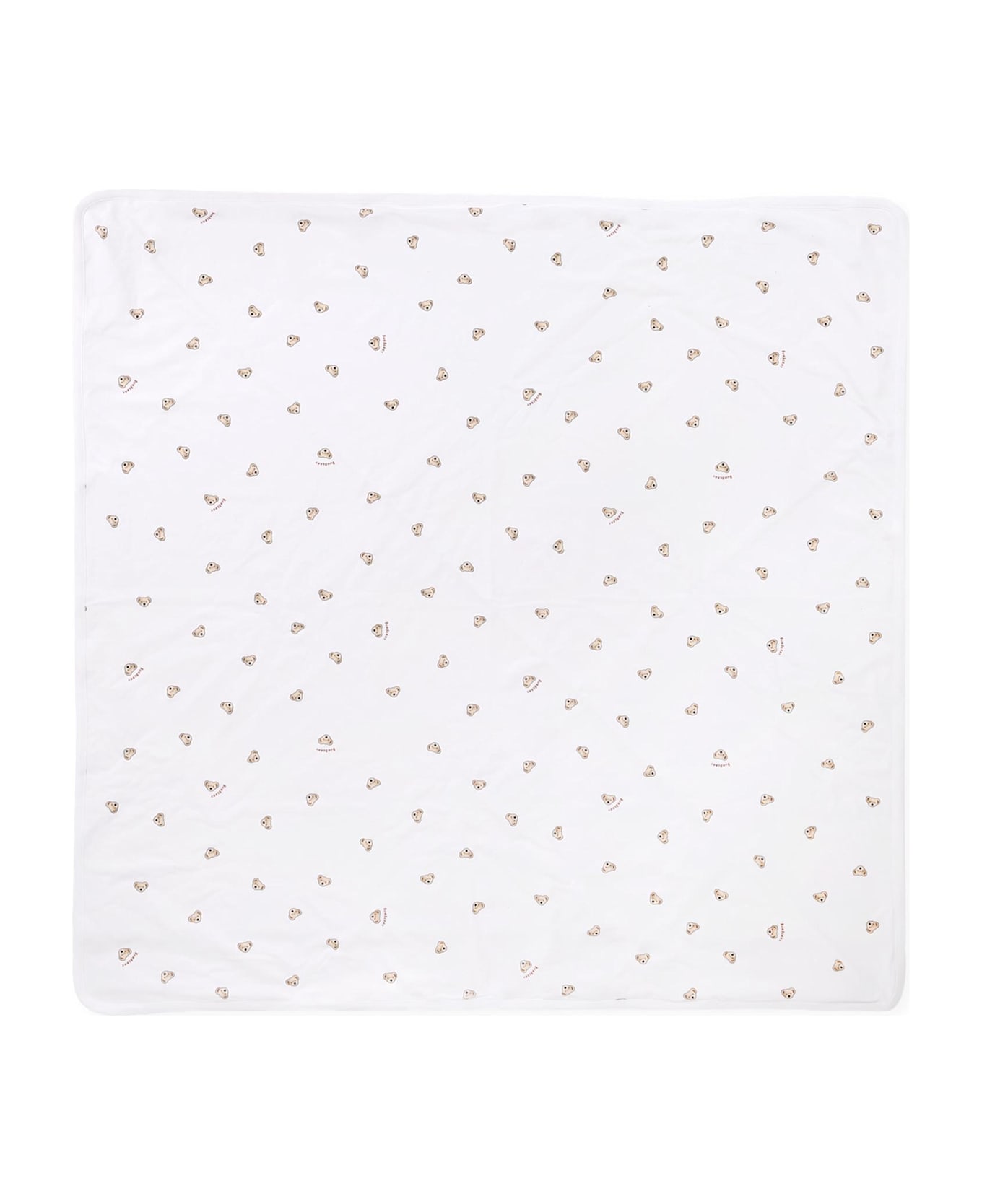 Burberry White Blanket For Babykids With Teddy Bear - White