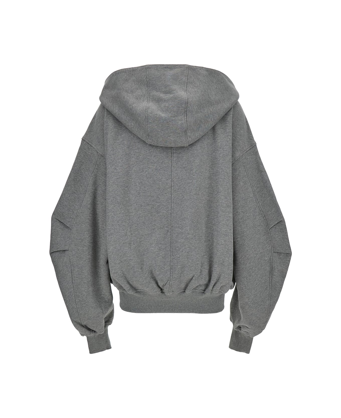 The Attico Oversized Grey Hoodie With Logo Lettering Embroidery In Cotton Woman - Grey