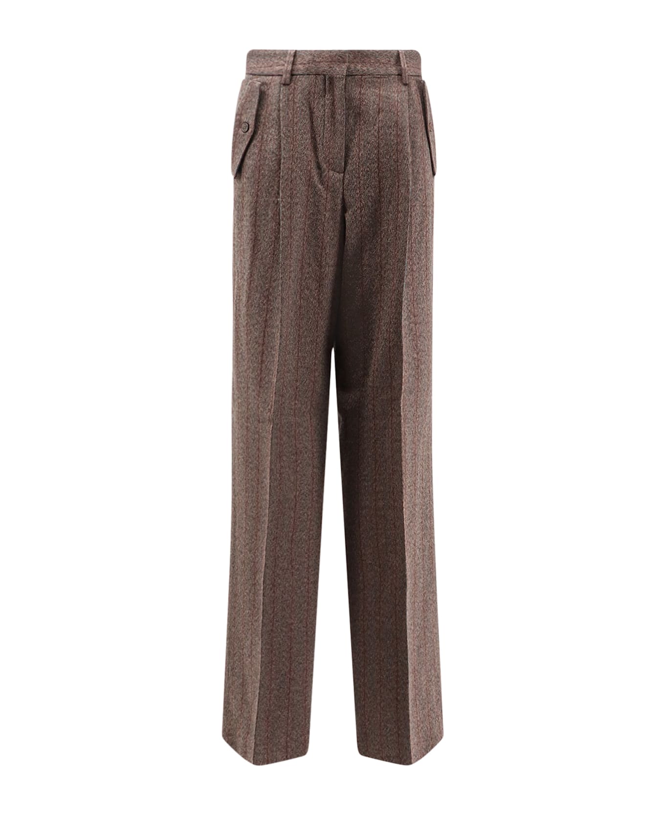 Golden Goose Naomi Virgin Wool Trousers - COCOA BROWN/TURQUOISE