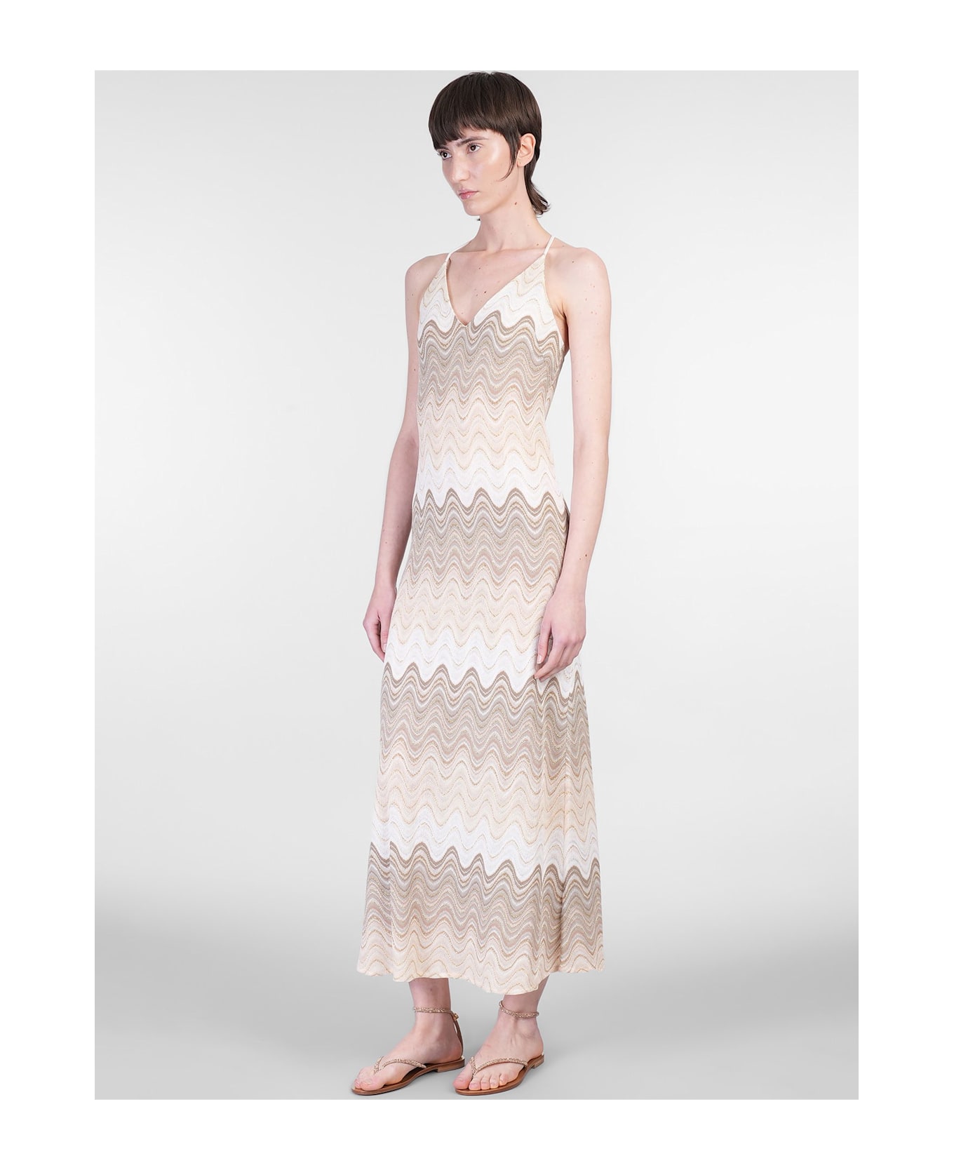 MC2 Saint Barth Eydis Long Dress In Beige Polyester - beige