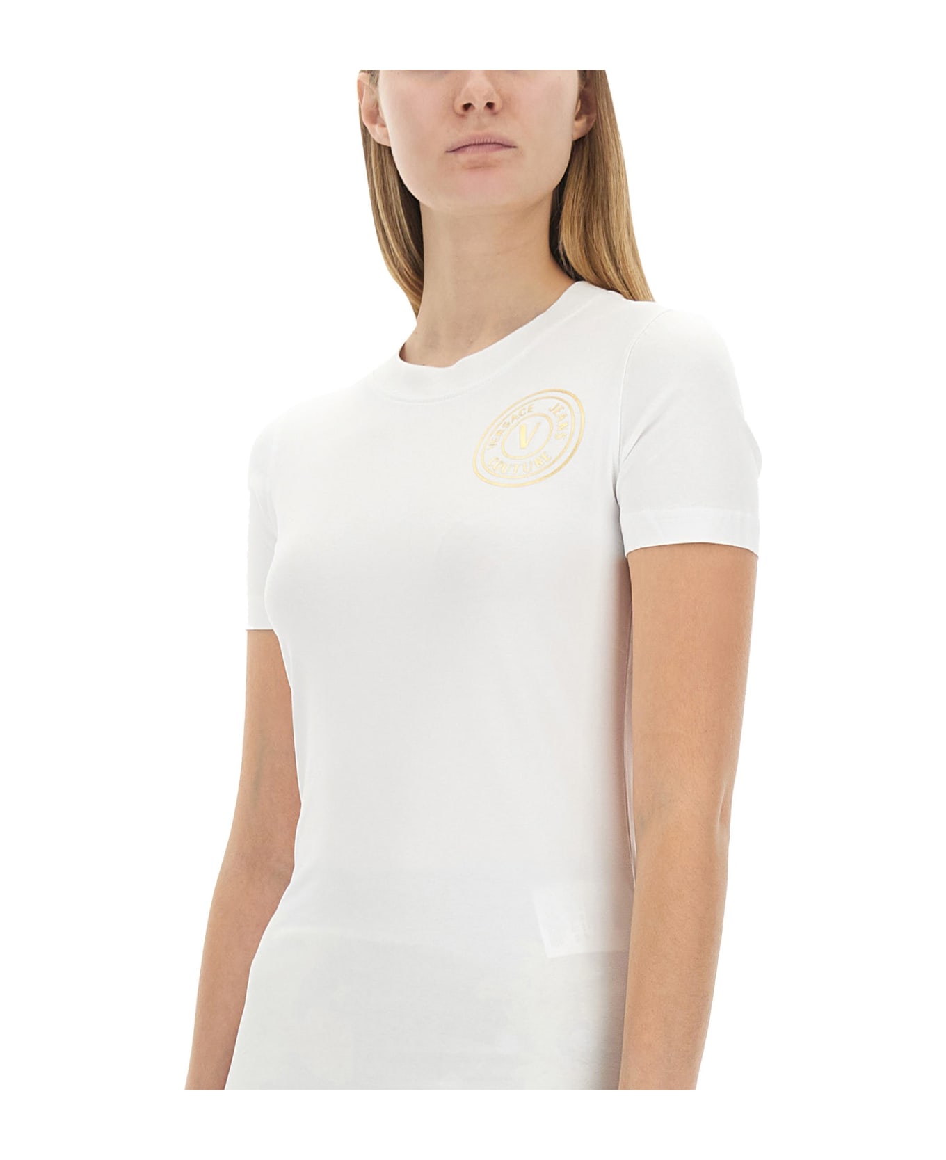 Versace Jeans Couture Stretch Cotton T-shirt With Logo - G03