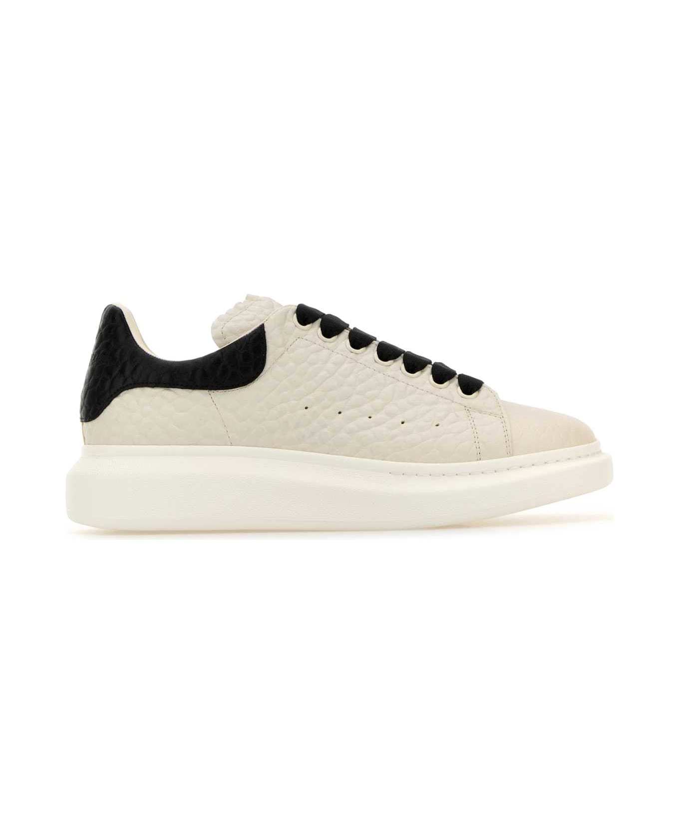 Alexander McQueen Ivory Leather Sneakers With Black Leather Heel - OFFWHITEBLACK