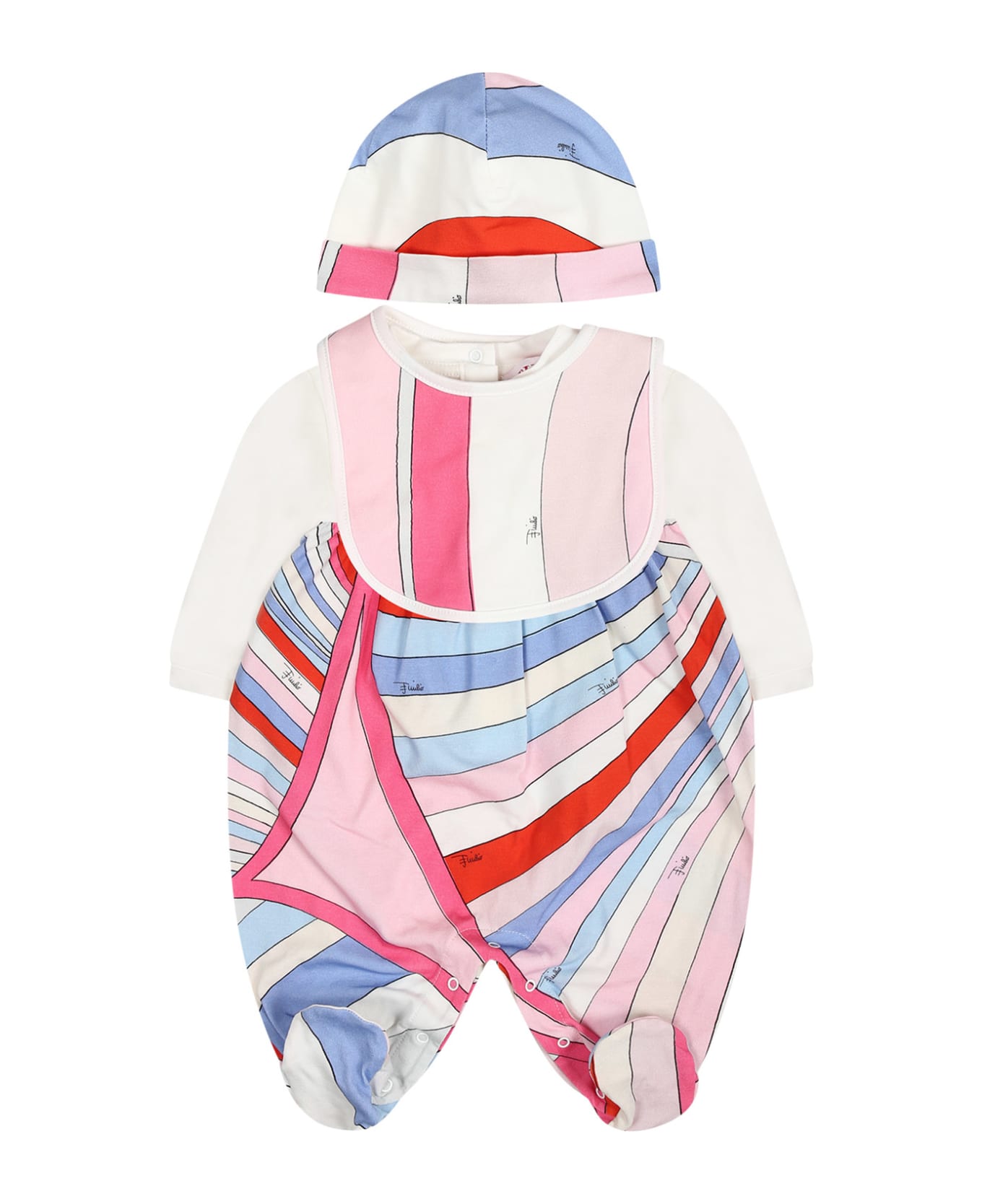 Pucci Multicolor Romper Set For Baby Girl - Multicolor