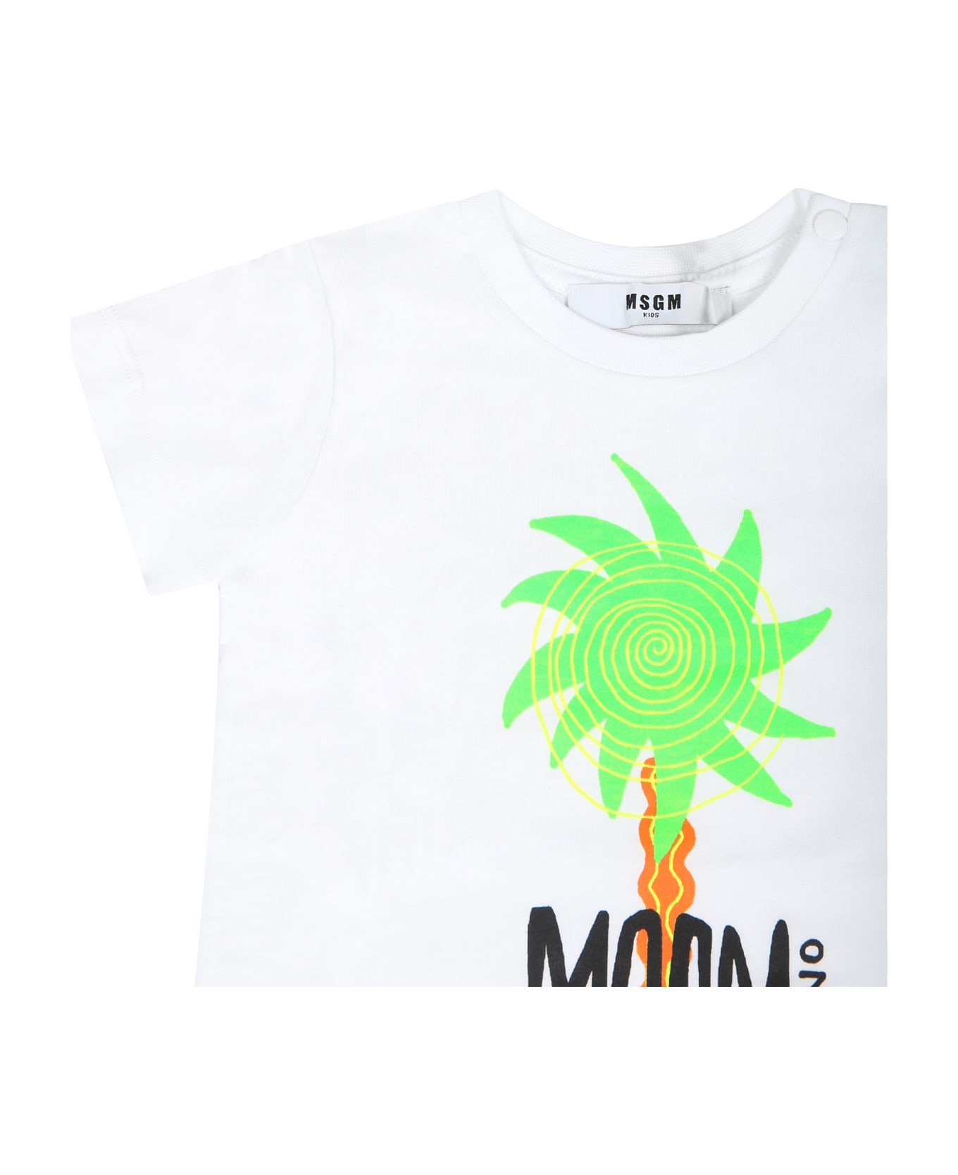 MSGM White Suit For Baby Boy With Logo And Palm Tree - Multicolor ボトムス