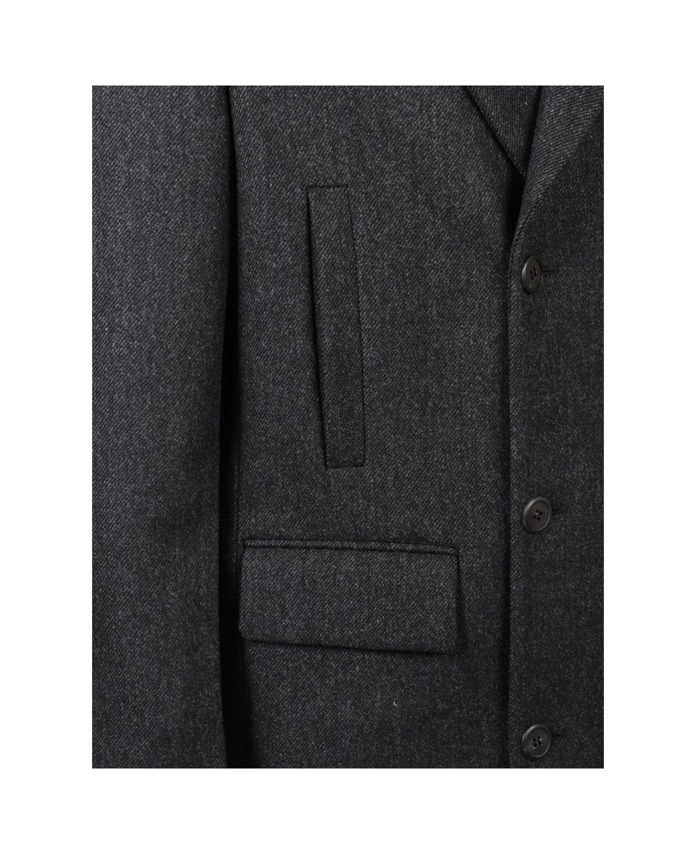 Prada Single-breasted Virgin Wool Coat - Grey