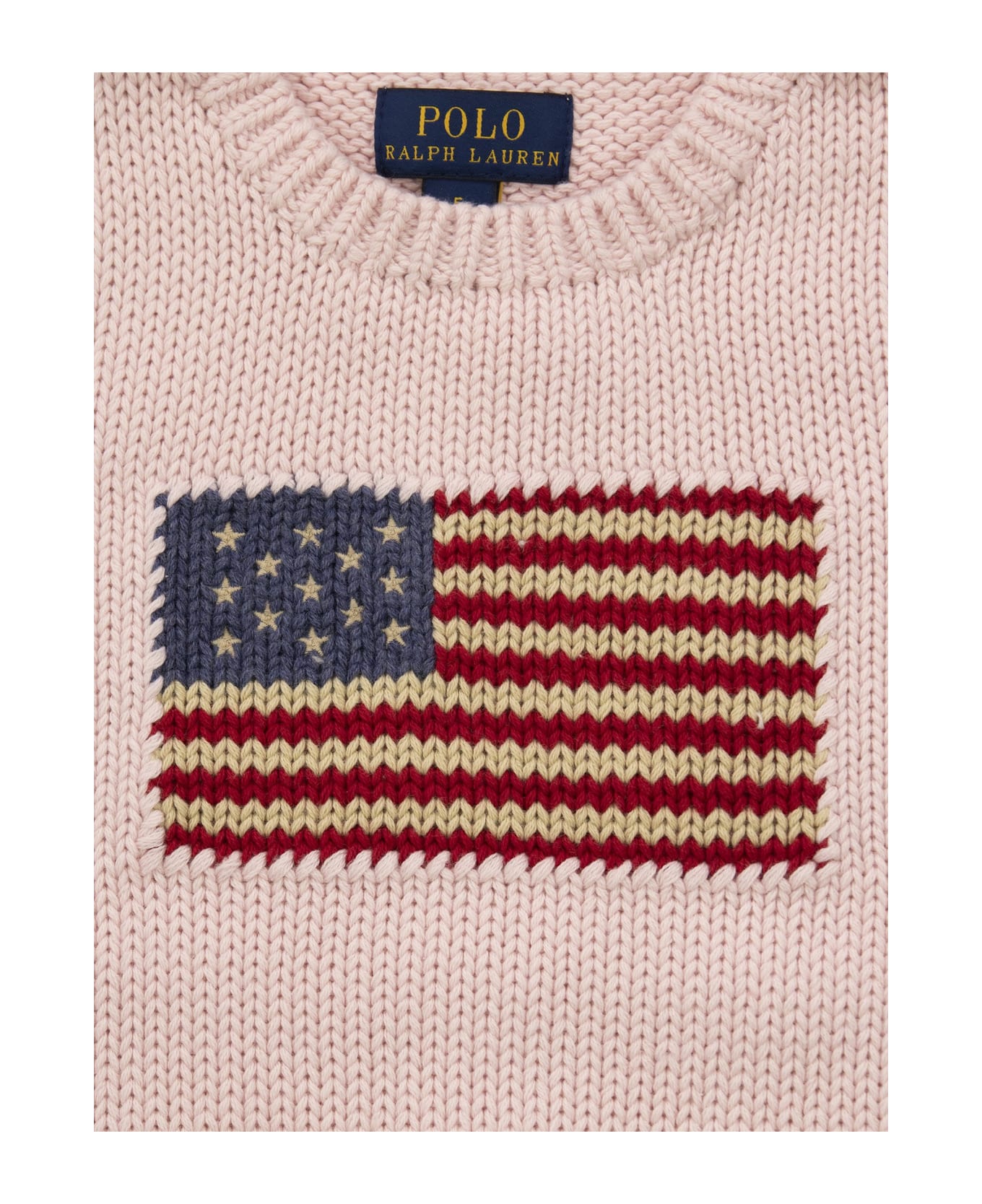 Polo Ralph Lauren Cotton Crew-neck Sweater With Flag - Pink