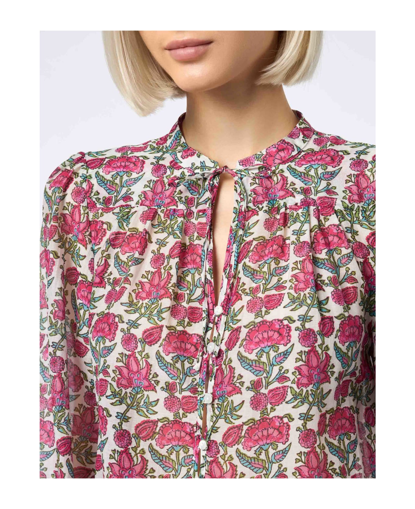 MC2 Saint Barth Woman Silk Voile Blouse Harper - WHITE