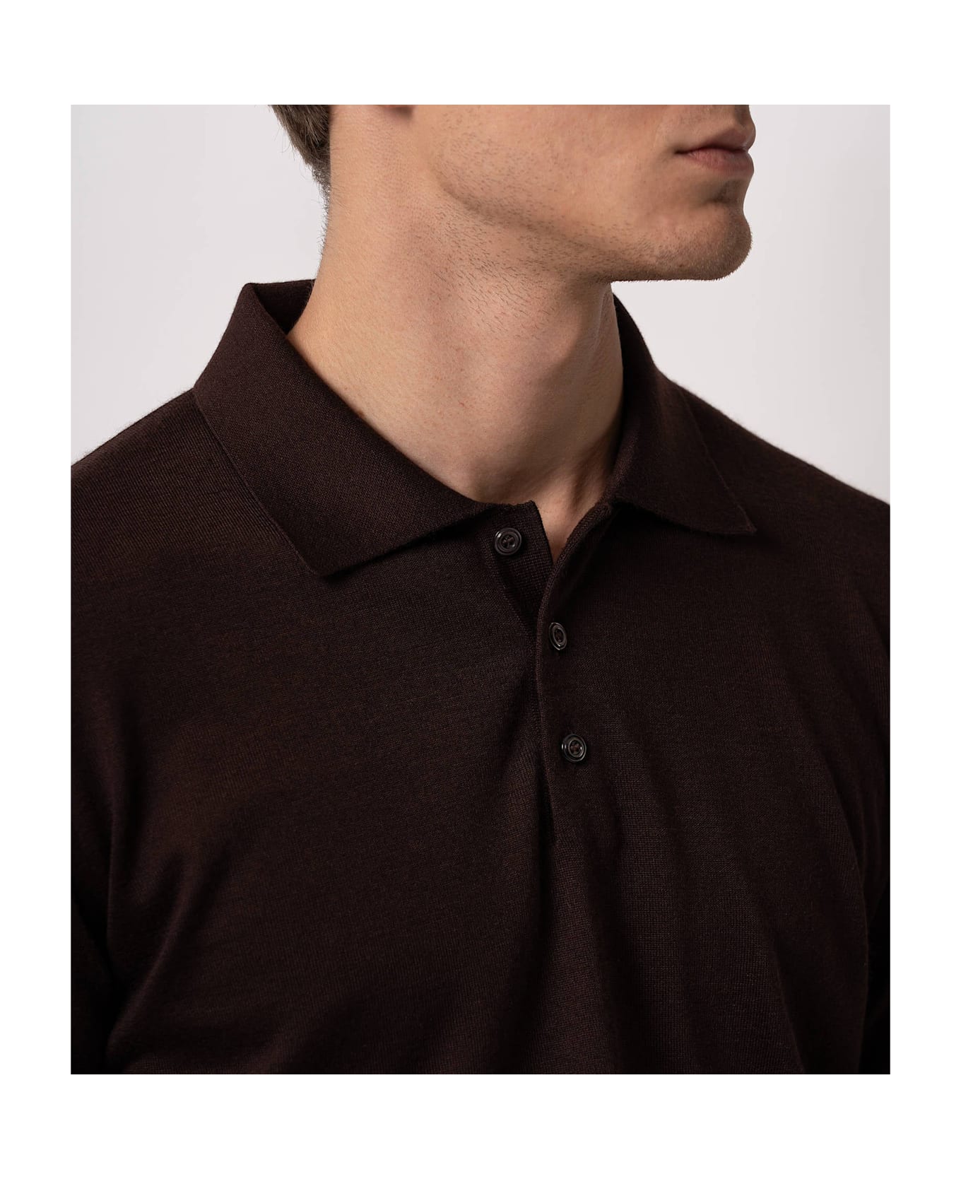 Larusmiani Long Sleeve Polo 
coppa Europa
 Sweater - DarkBrown