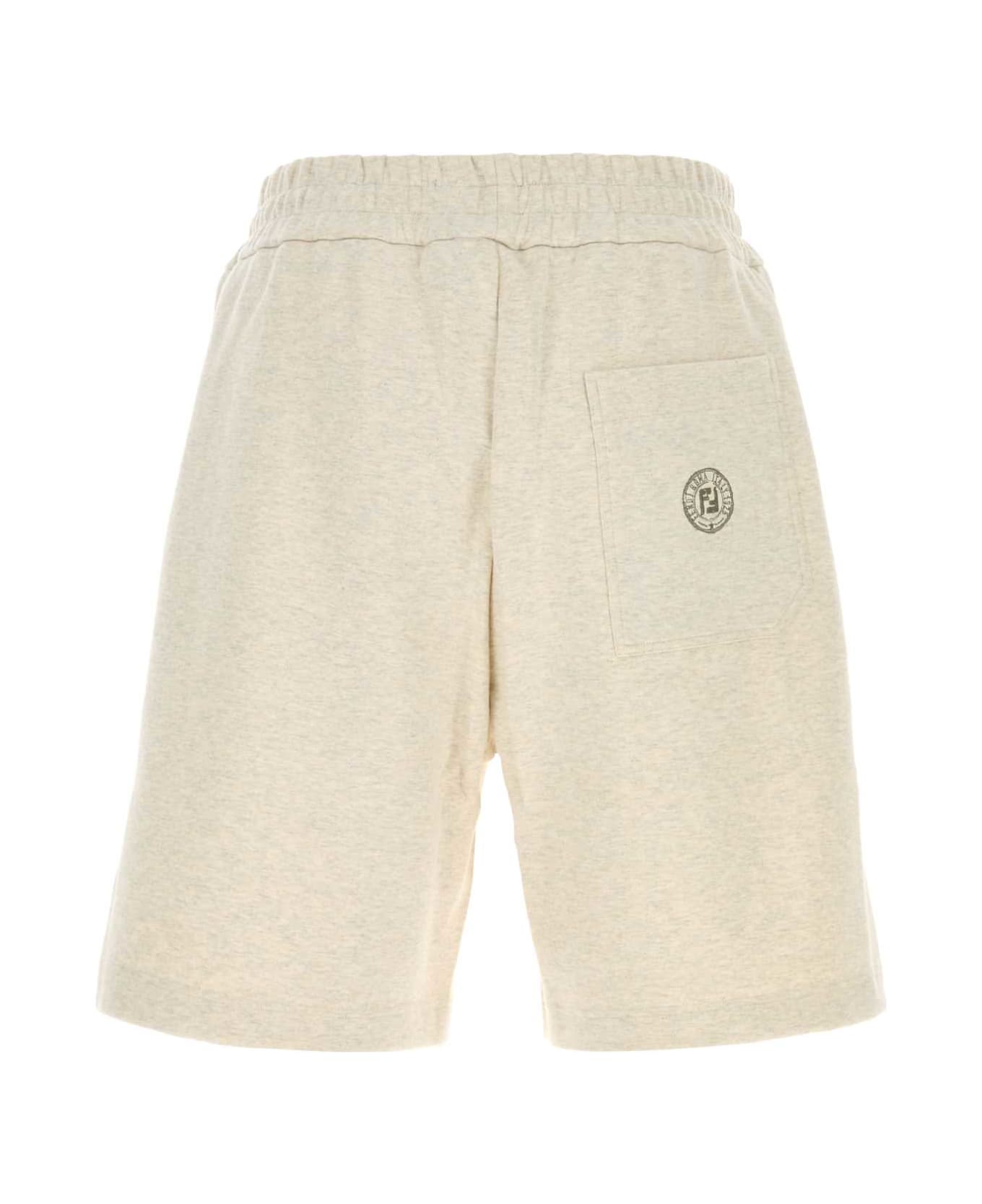 Fendi Melange Cream Cotton Bermuda Shorts - NATURAL MELANGE