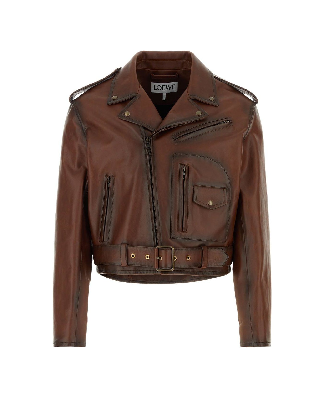 Loewe Asymmetric Belted Zip-up Jacket - EARTHBROWN