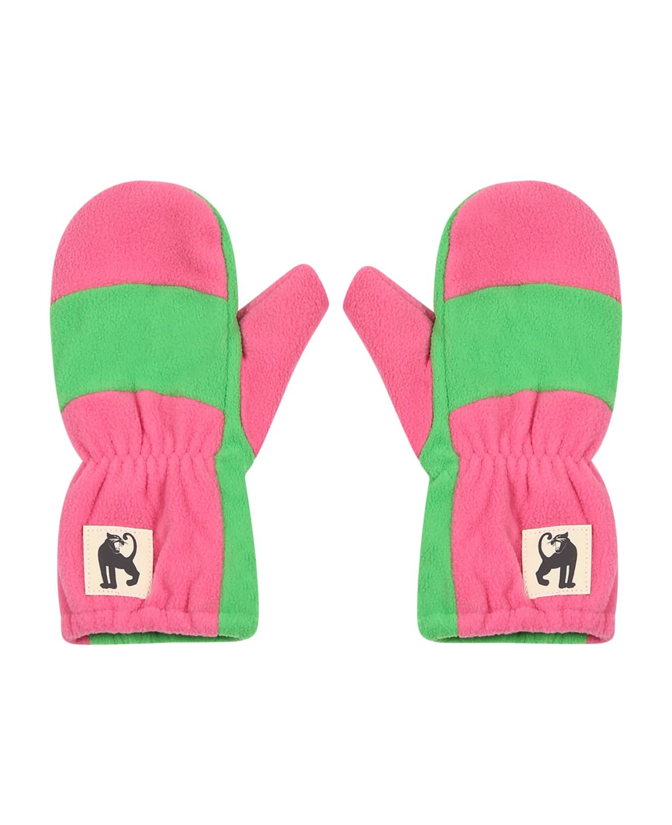 Mini Rodini Green Gloves For Girl With Panther - Multicolor アクセサリー＆ギフト