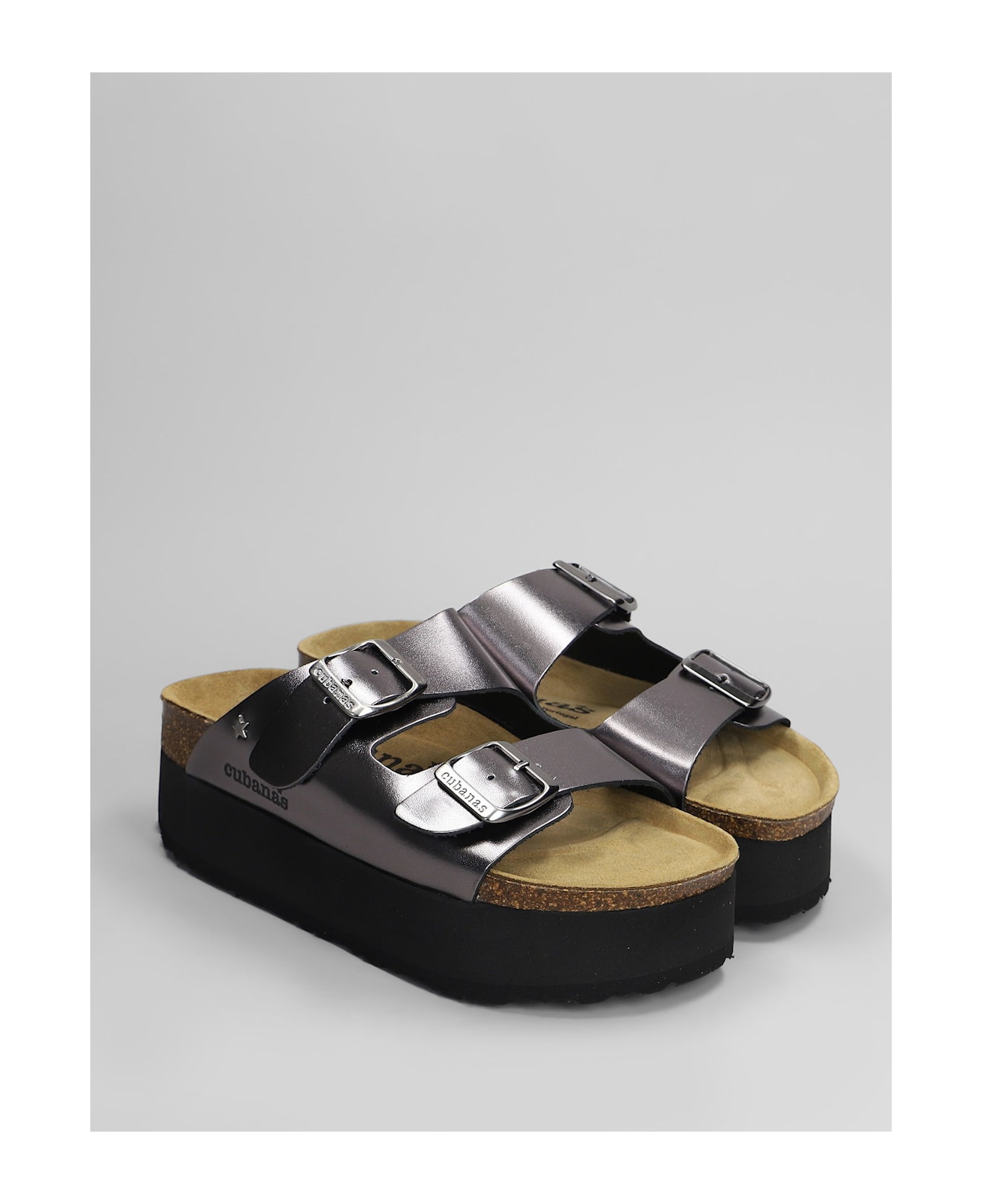 Cubanas Amalia Flats In Gunmetal Leather - Gunmetal