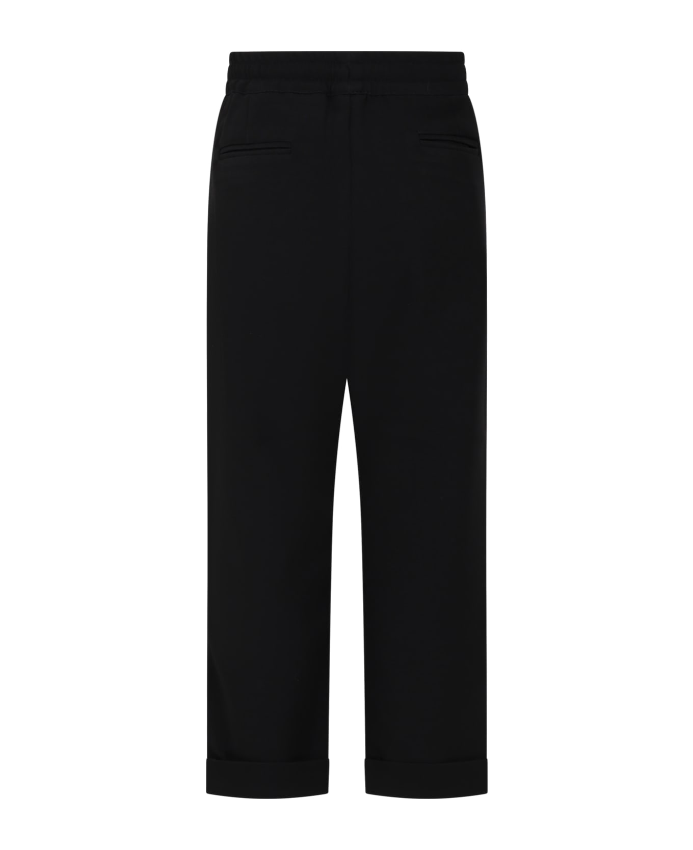 MSGM Black Trousers Fro Boy With Logo - Black