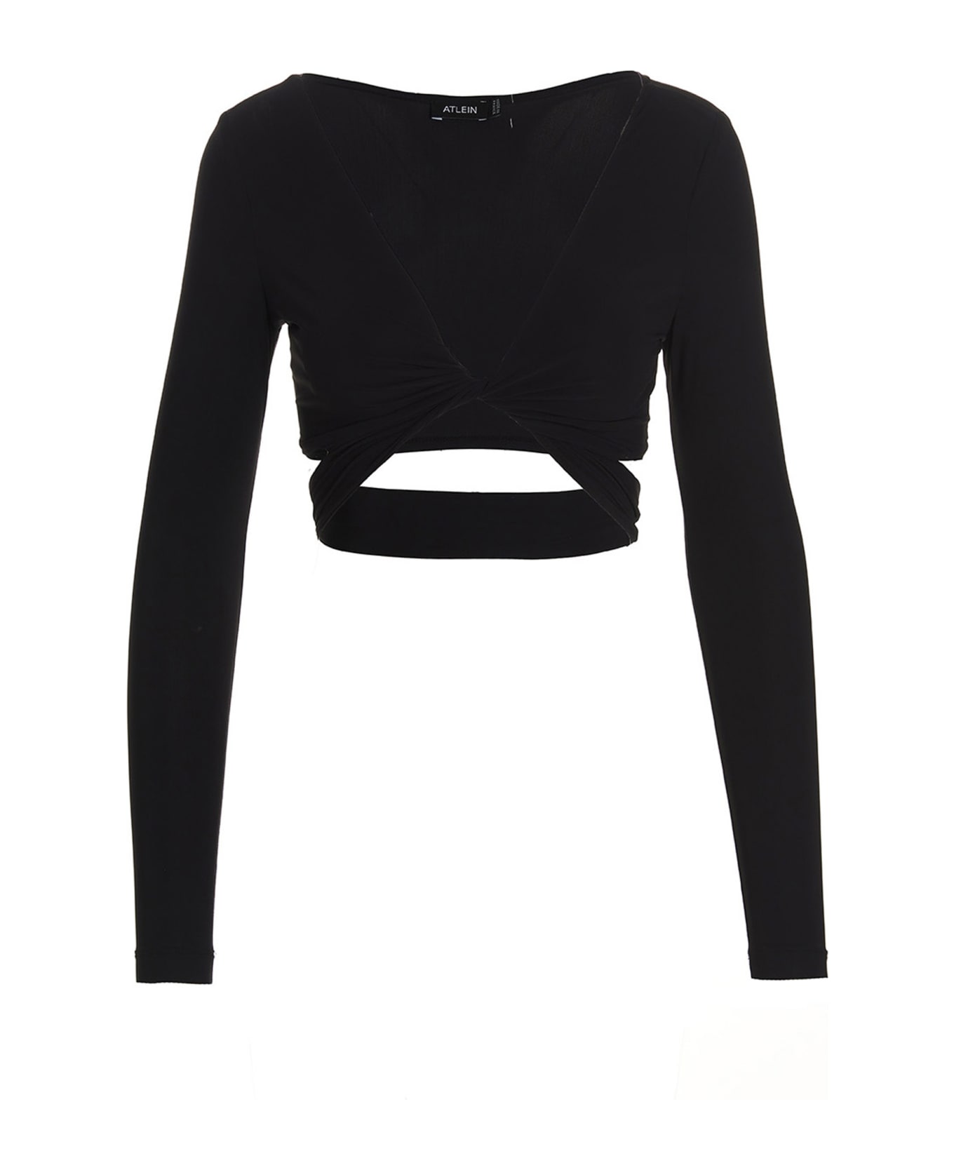 Atlein Crossed Cropped Top - Black  