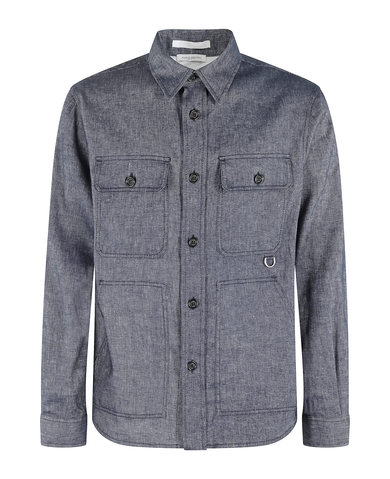 Paolo Pecora Camicia Lino Stretch - Blu